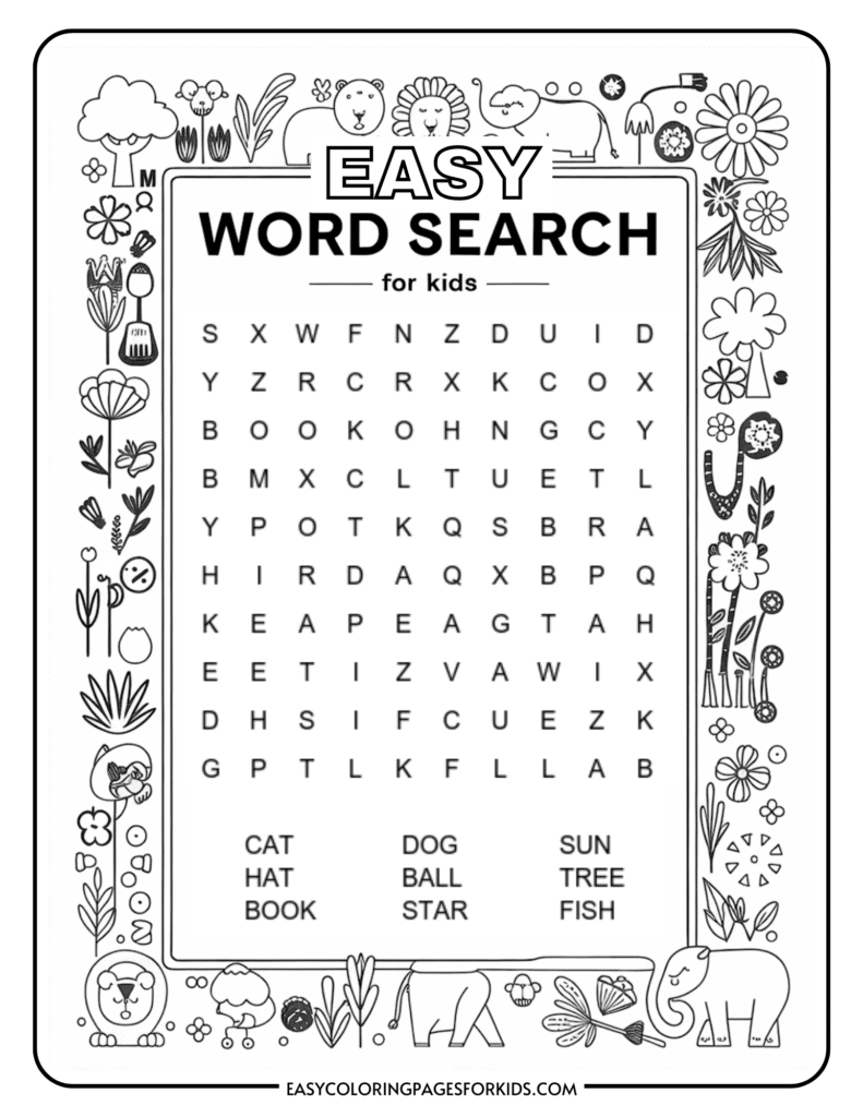 Kindergarten Easy Word Search For Kids (2 Free Pdf Pages) - Easy within Easy Word Search Puzzles Printable