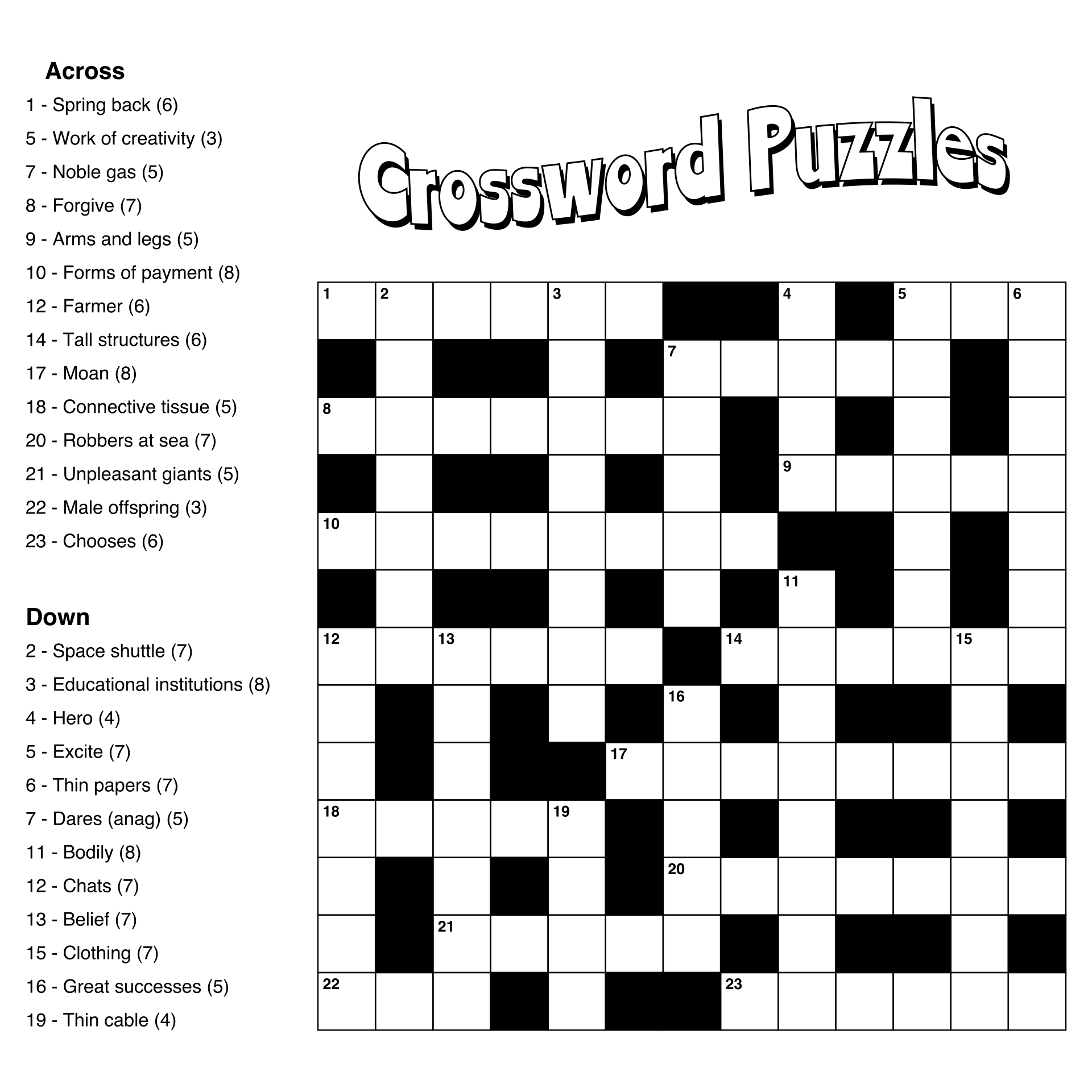 Large Print Easy Crossword Puzzles - 10 Free Pdf Printables for Easy Crossword Puzzles Free Printable