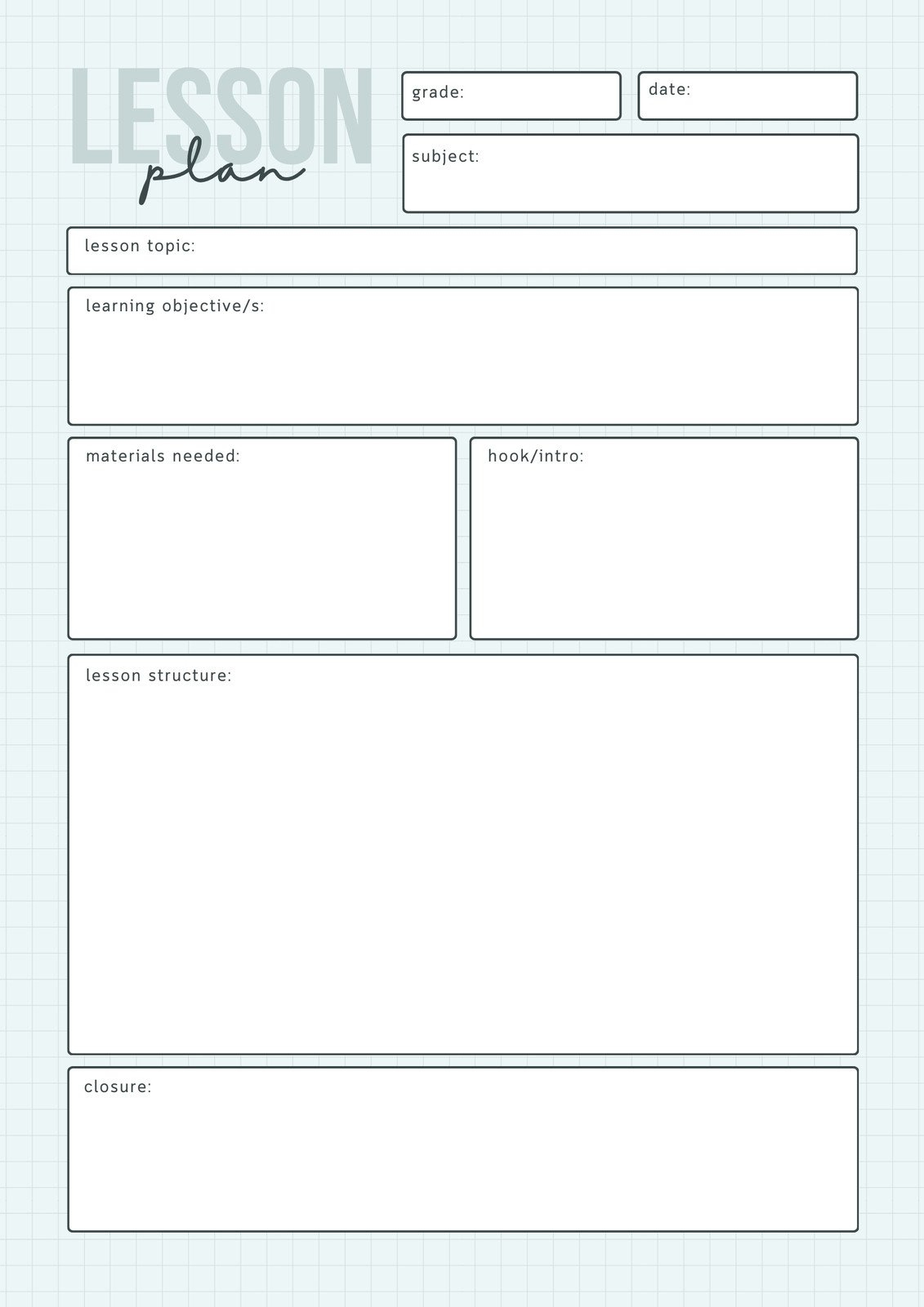 Lesson Plan Templates You Can Customize For Free | Canva with regard to Lesson Plan Template Free Printable