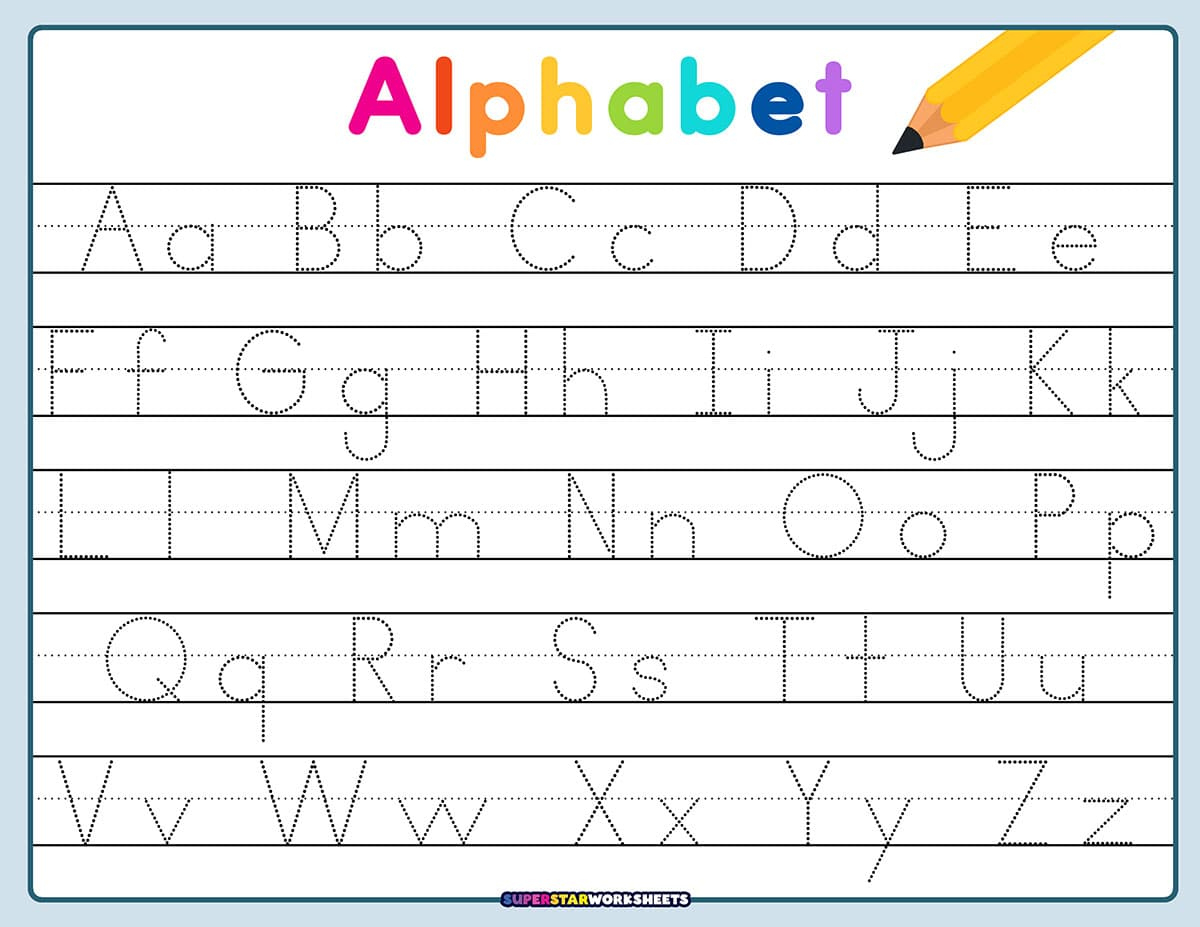 Letter Tracing Worksheets - Superstar Worksheets within Tracing Letters a Z Free Printable