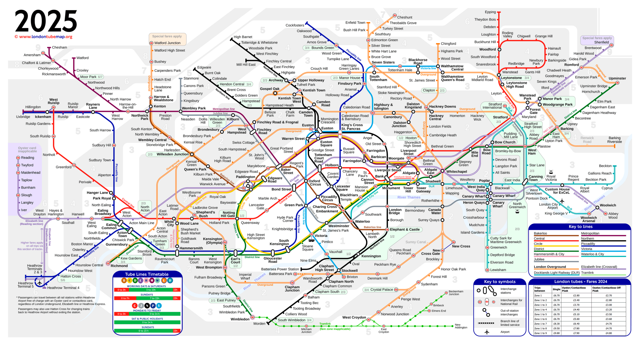 London Tube Map, Updated 2025 with regard to Printable Map of London Tube