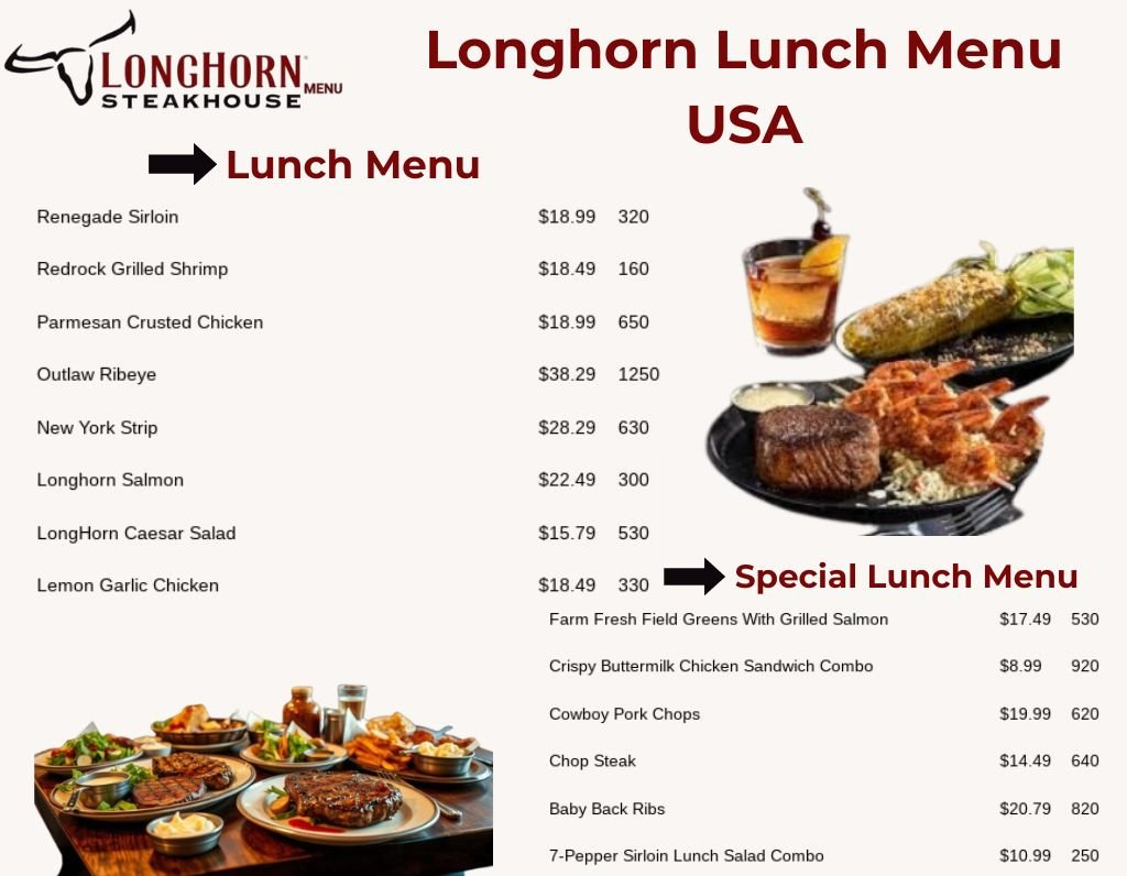 Longhorn Menu Price (Up-To-Date) Usa 2025 inside Printable Longhorn Lunch Menu with Prices