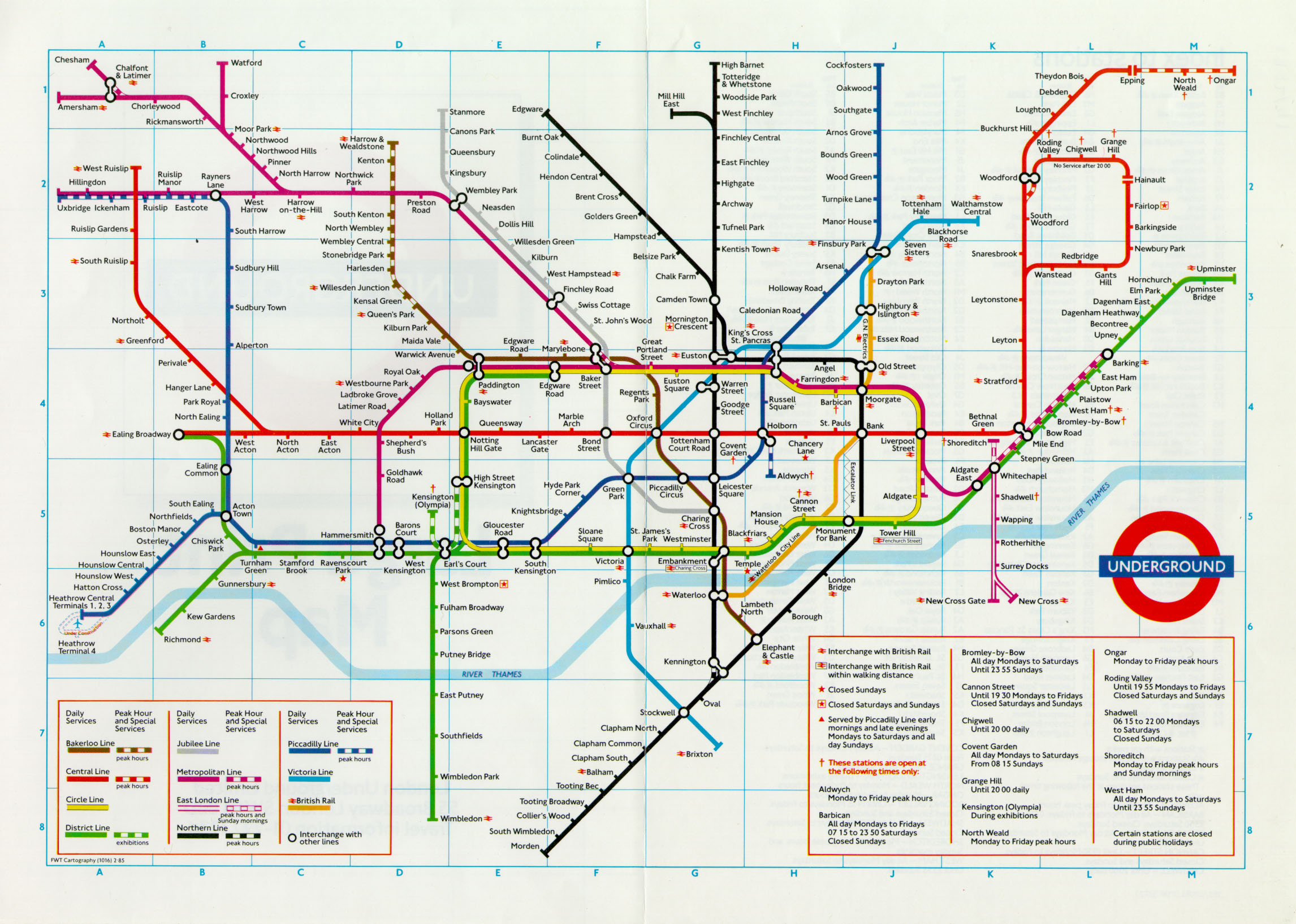 Map; Large Print Pocket Underground Map, 1985 | London Transport with Printable Map Of London Tube