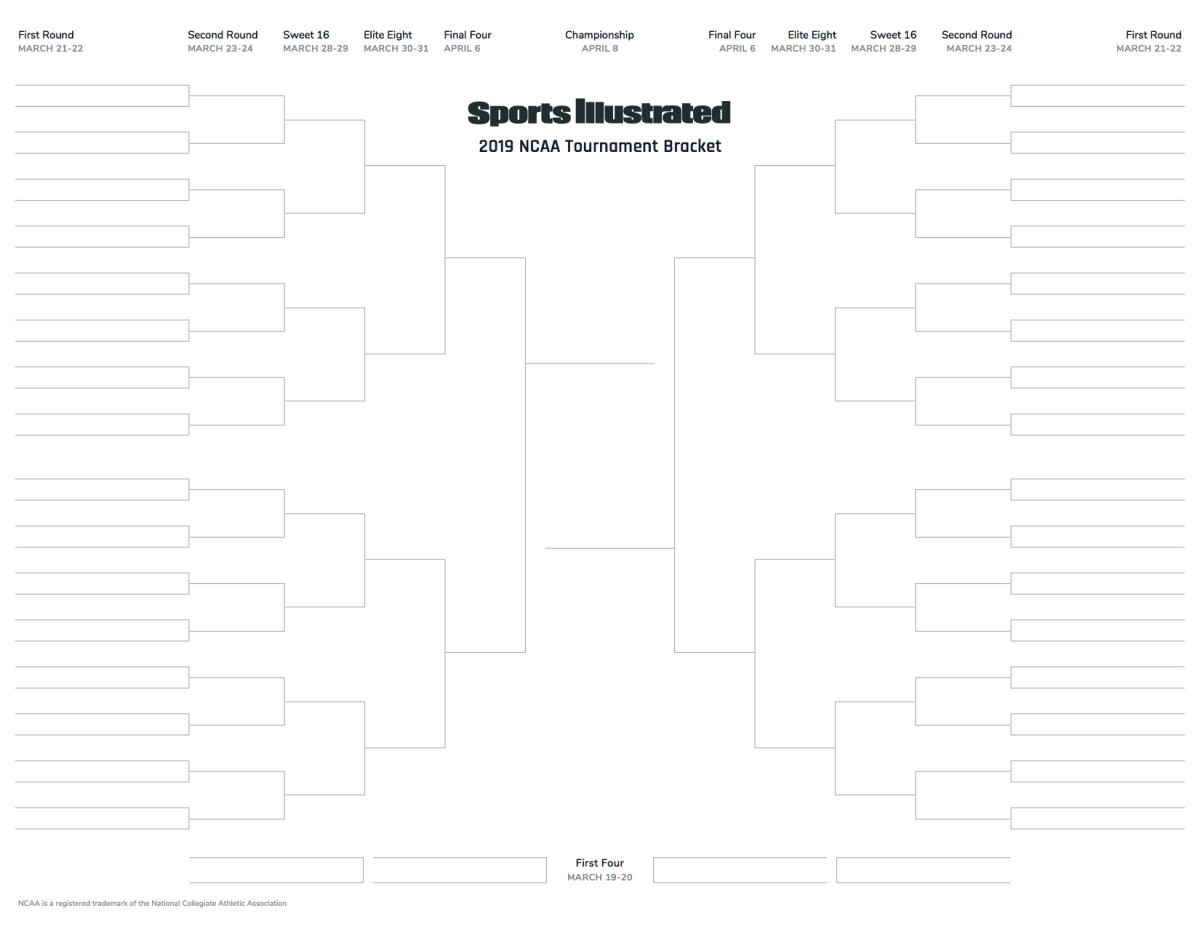 March Madness 2019 Printable Blank Bracket For Ncaa Tournament in Blank Printable Brackets March Madness