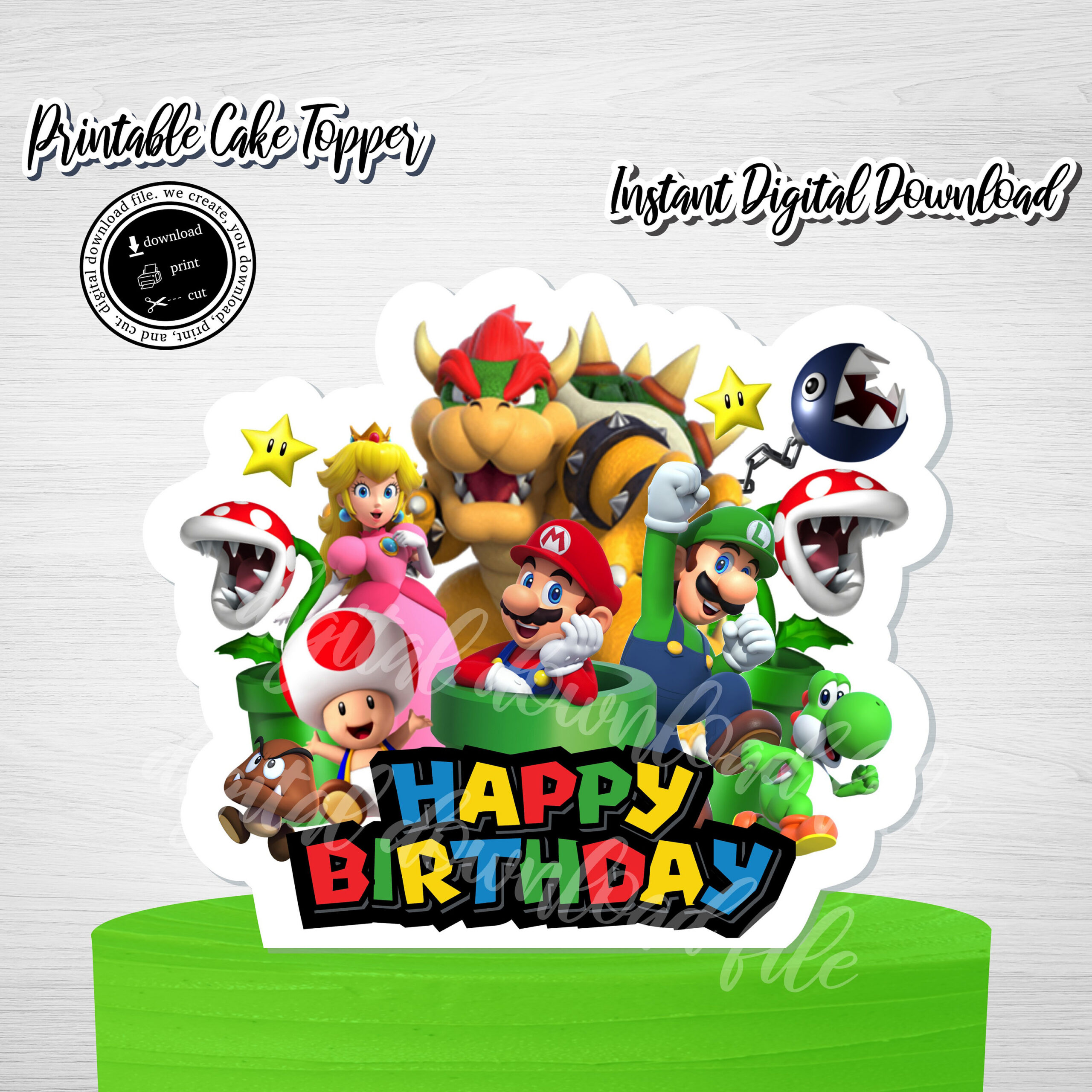 Mario Cake Topper: Geburtstag Tortendeko (Digitale Datei) - Etsy.de pertaining to Super Mario Cake Topper Printable