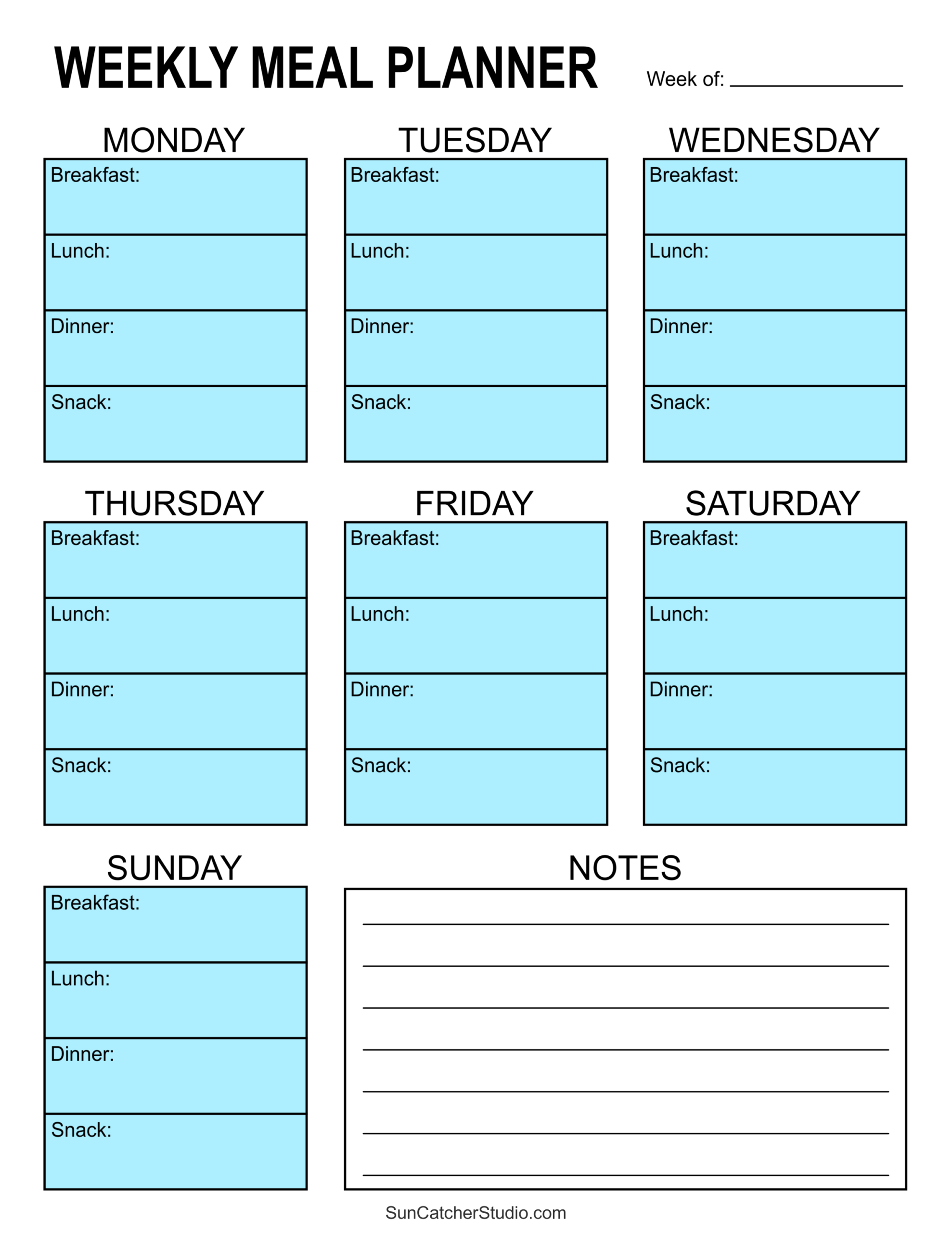 Meal Planners: Printable Weekly Menu Templates (Pdf) – Free inside Free Printable Weekly Dinner Menu Template