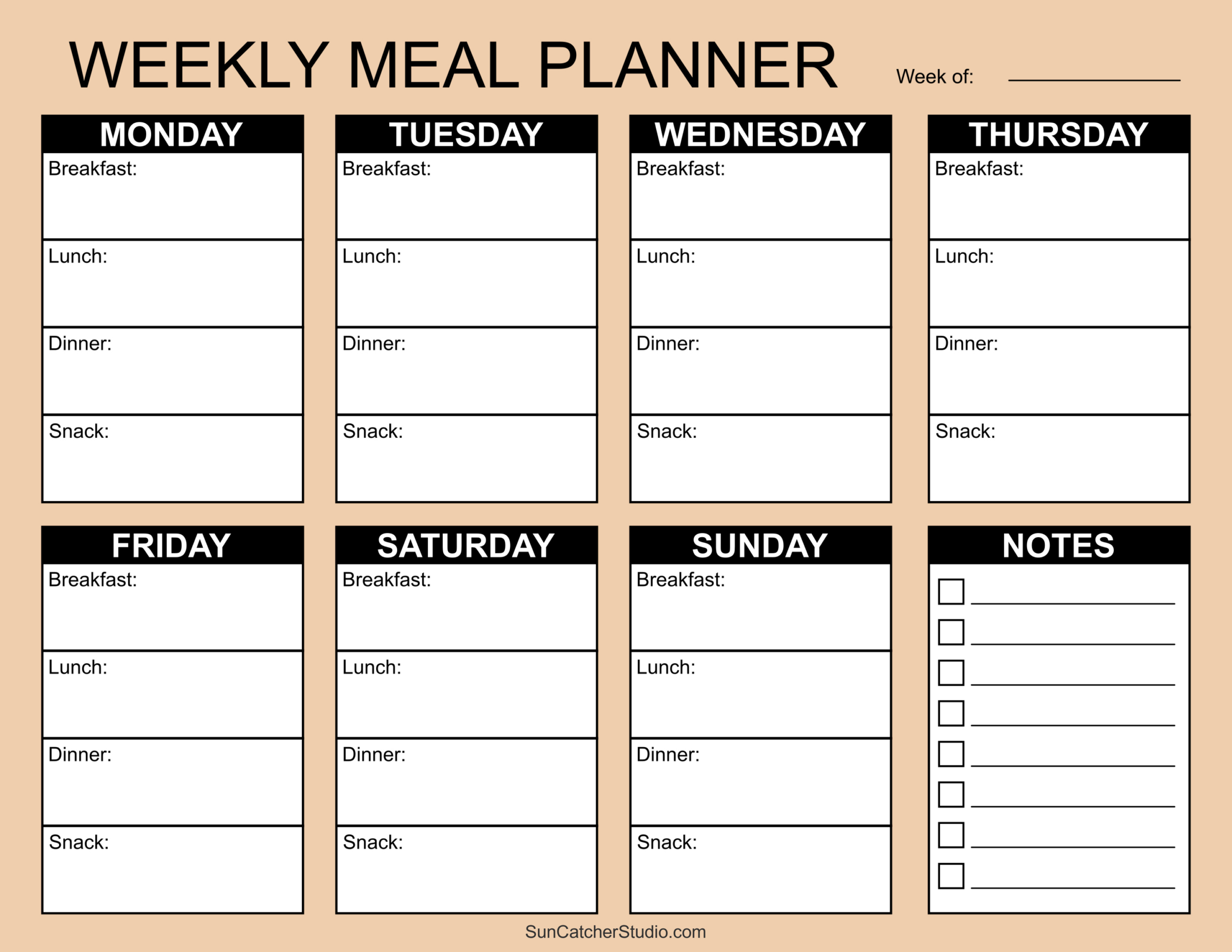 Meal Planners: Printable Weekly Menu Templates (Pdf) – Free regarding Free Printable Meal Plan Template