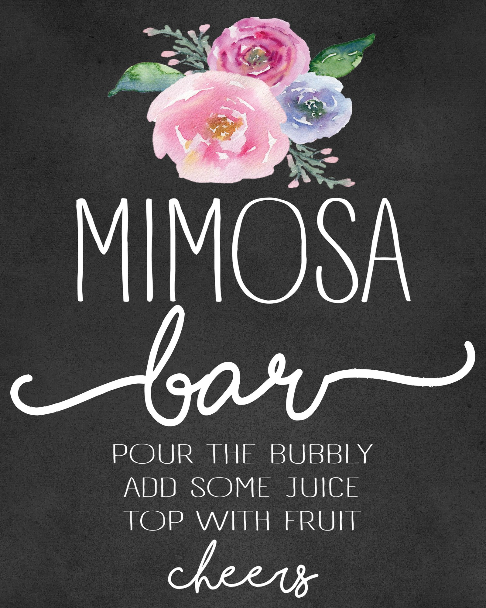 Mimosa Bar And Shower Printables in Mimosa Bar Sign Printable Free