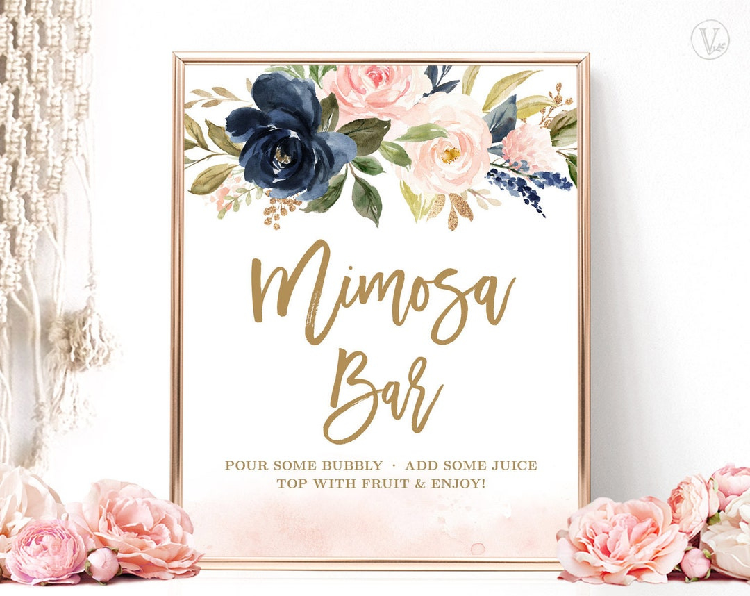 Mimosa Bar Sign, Printable Bridal Shower Sign, Bridal Shower within Mimosa Bar Sign Printable Free