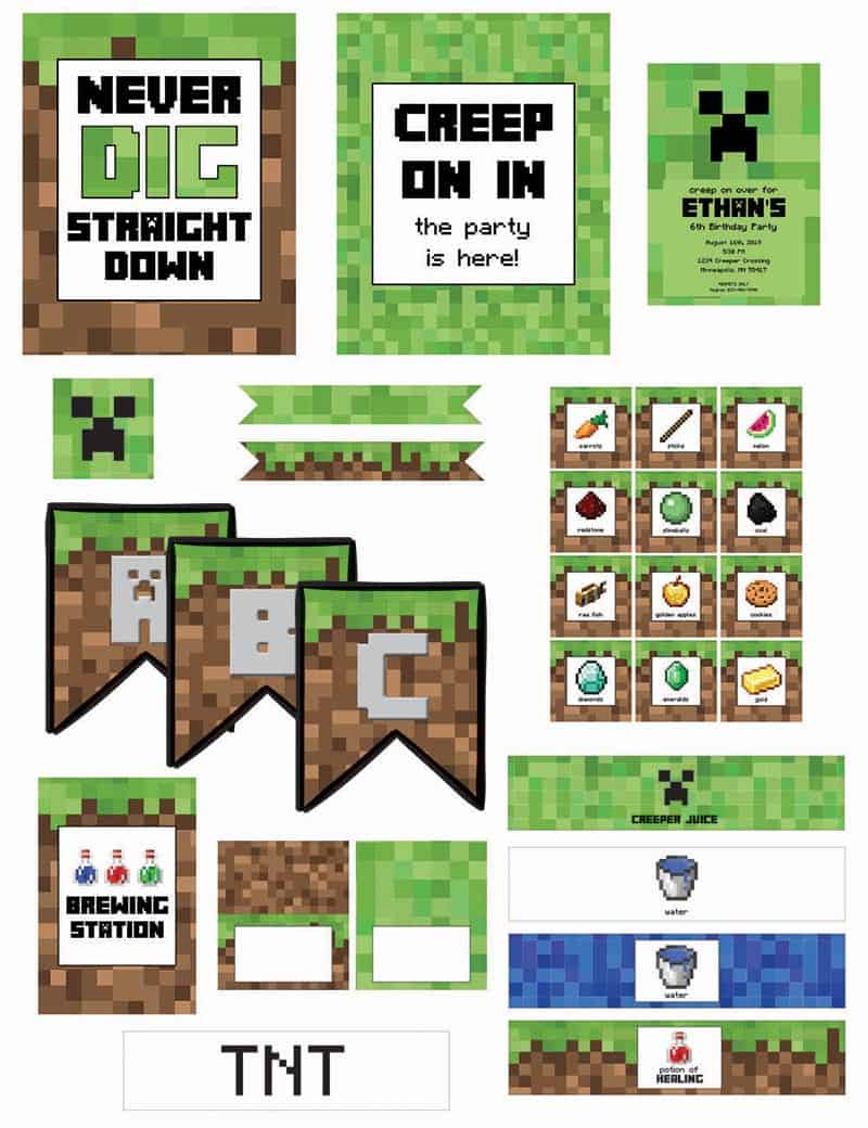Minecraft Birthday Party (With Free Printables) - Elva M Design Studio with Free Minecraft Printables For Parties