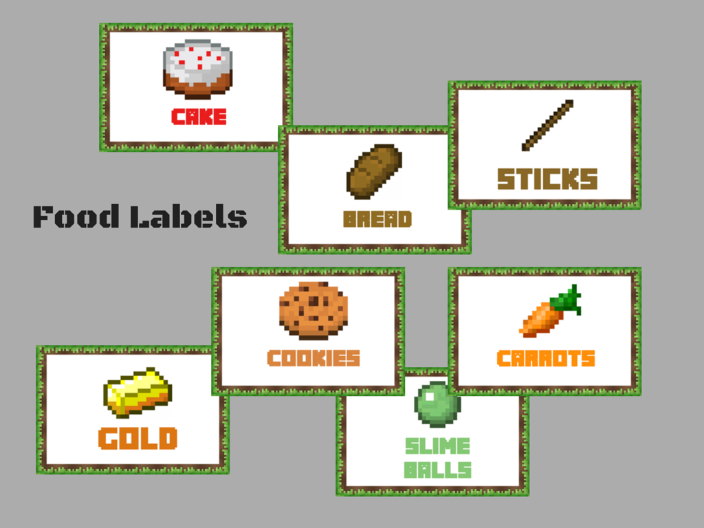 Minecraft Food Labels - Magical Printable within Free Minecraft Printables Food Labels