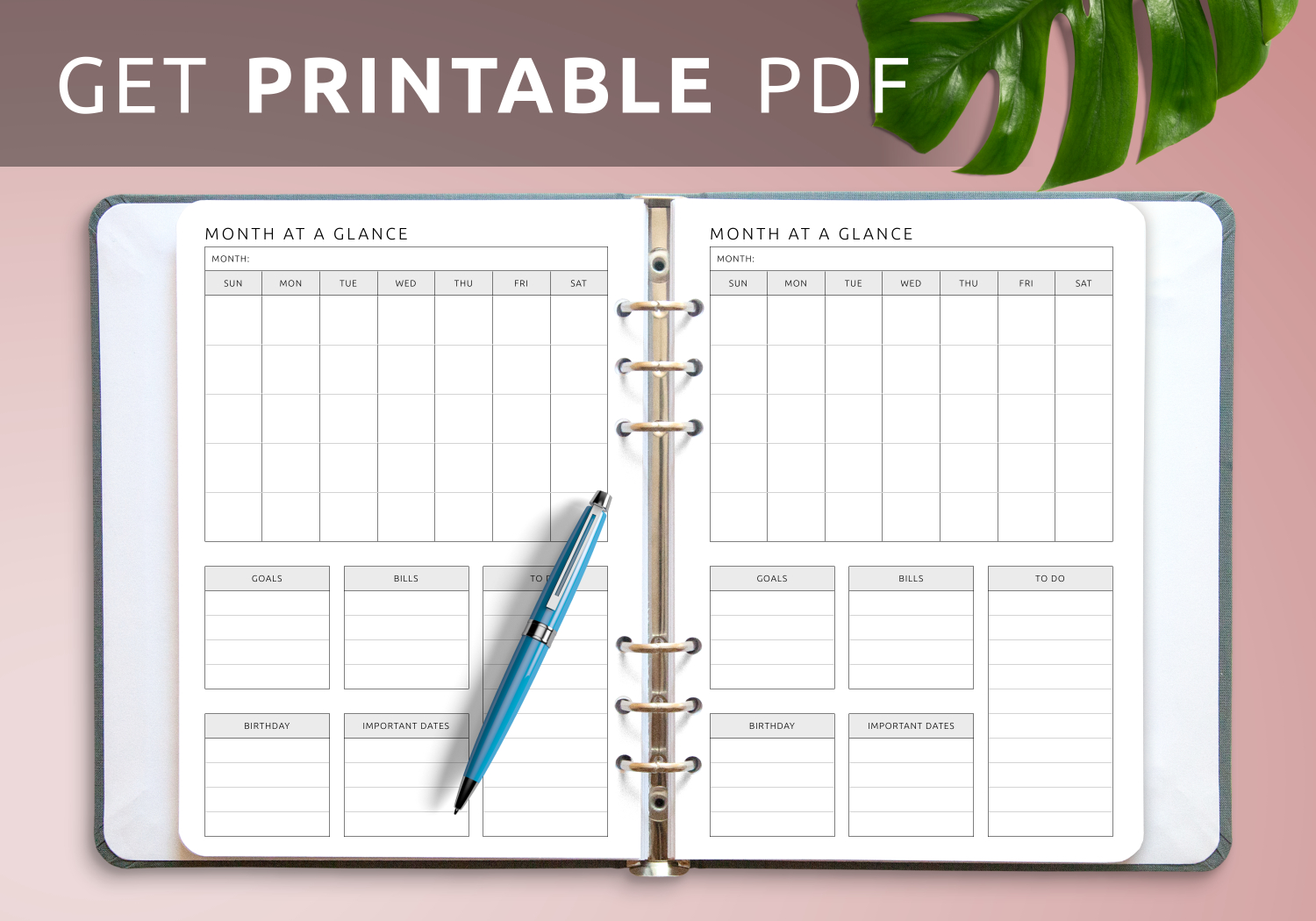 Month At A Glance Pdf Template For Simple Monthly Planning regarding Month At A Glance Printable