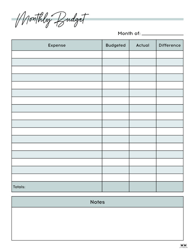 Monthly Budget Planners - 20 Free Printables | Printabulls regarding Free Monthly Budget Templates Printable