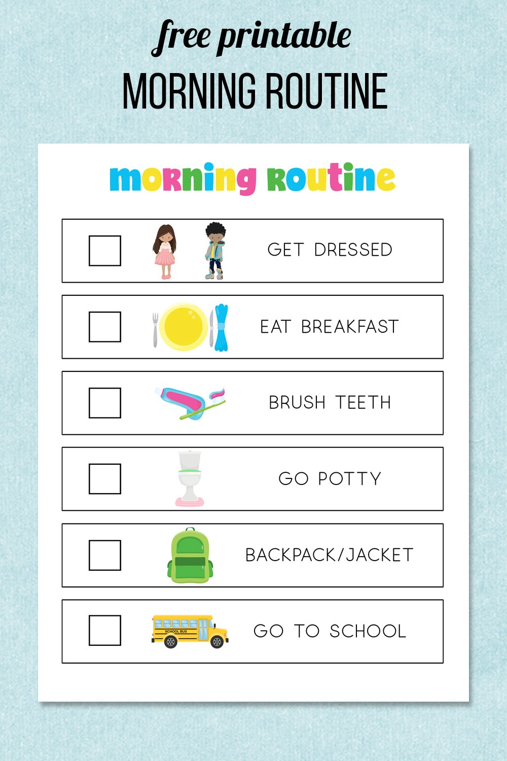 Morning Routine Printable within Free Printable Routine Charts