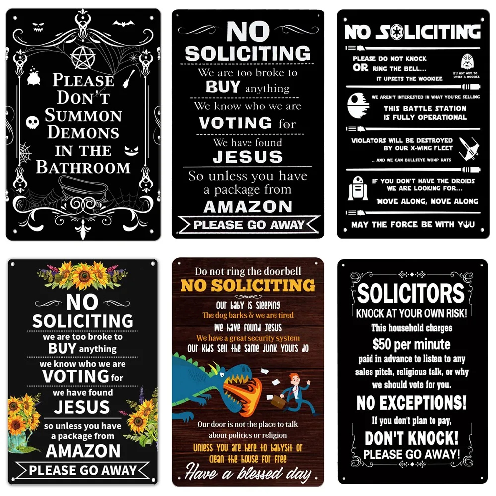 No Soliciting Lustiges Metallschild Für Haus, Büro, Shop inside Funny No Soliciting Sign Printable
