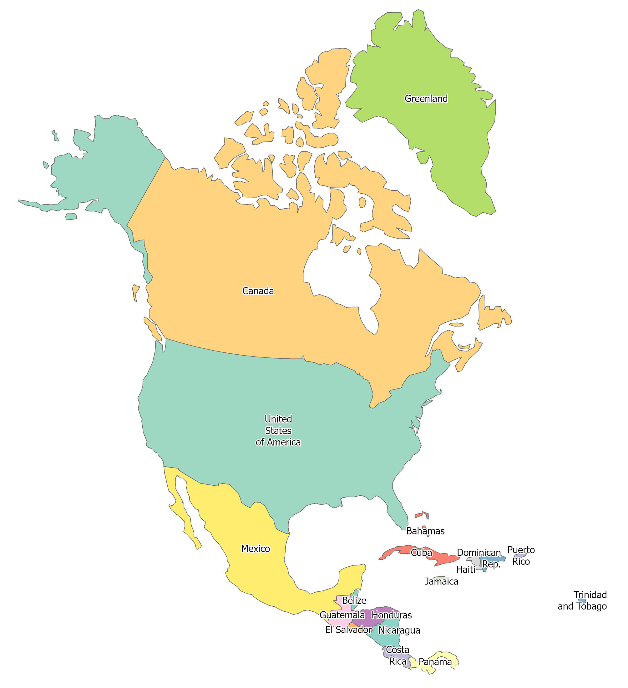 North America Blank Map And Country Outlines - Gis Geography with regard to Map of North America Printable Free