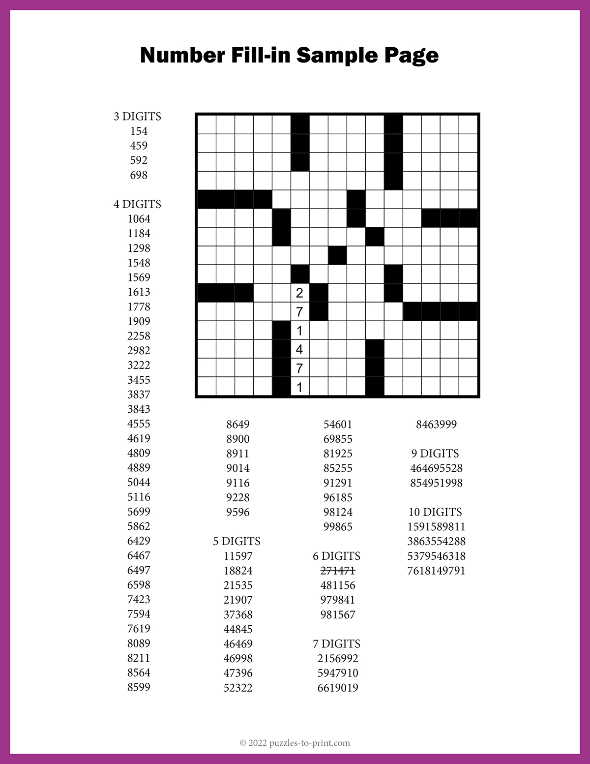 Number Fill In Puzzles intended for Fill In Puzzles Free Printable