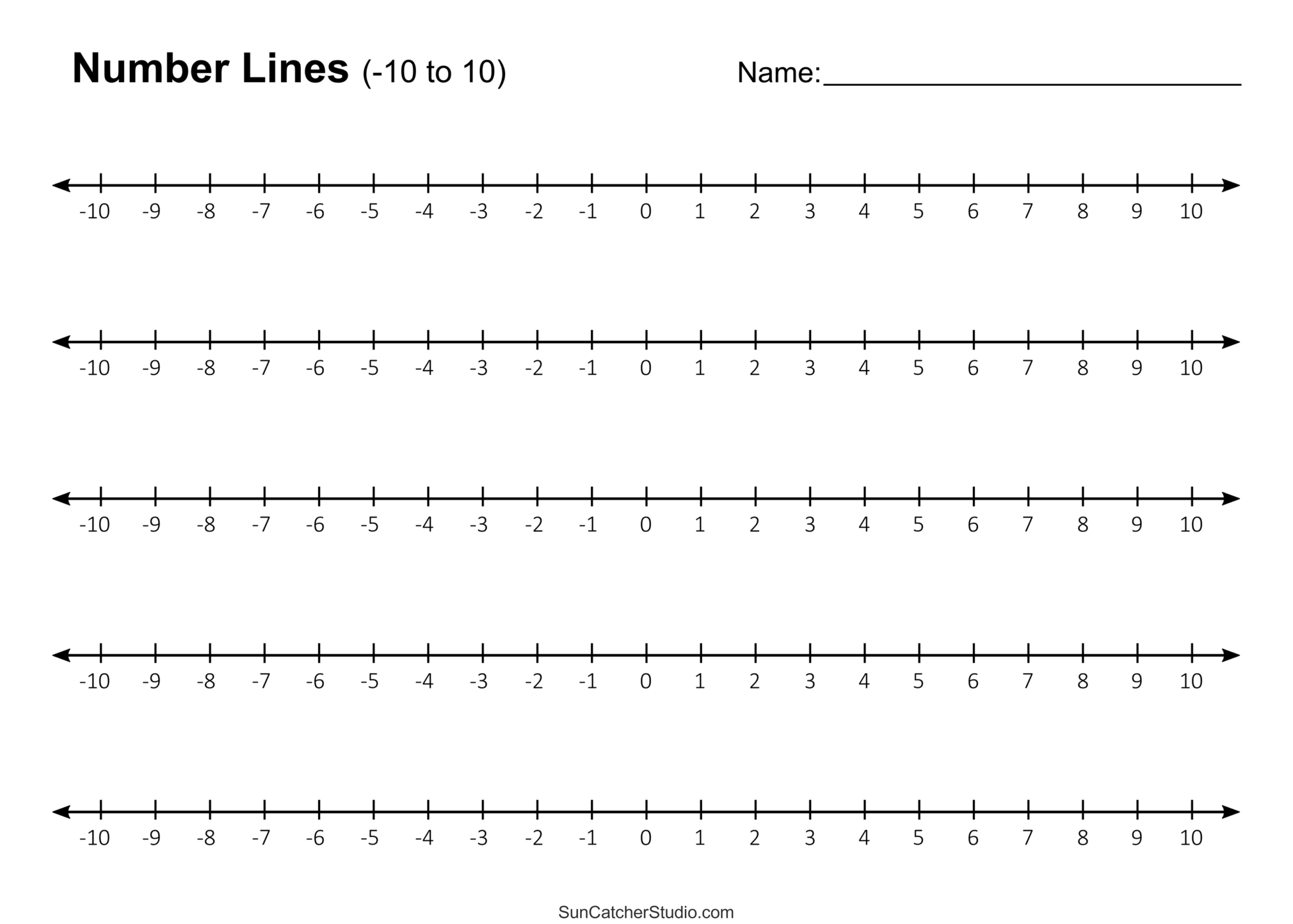 Number Lines (Integers, Decimals, Blank, Missing Numbers) – Free intended for Number Lines Negative And Positive Printable