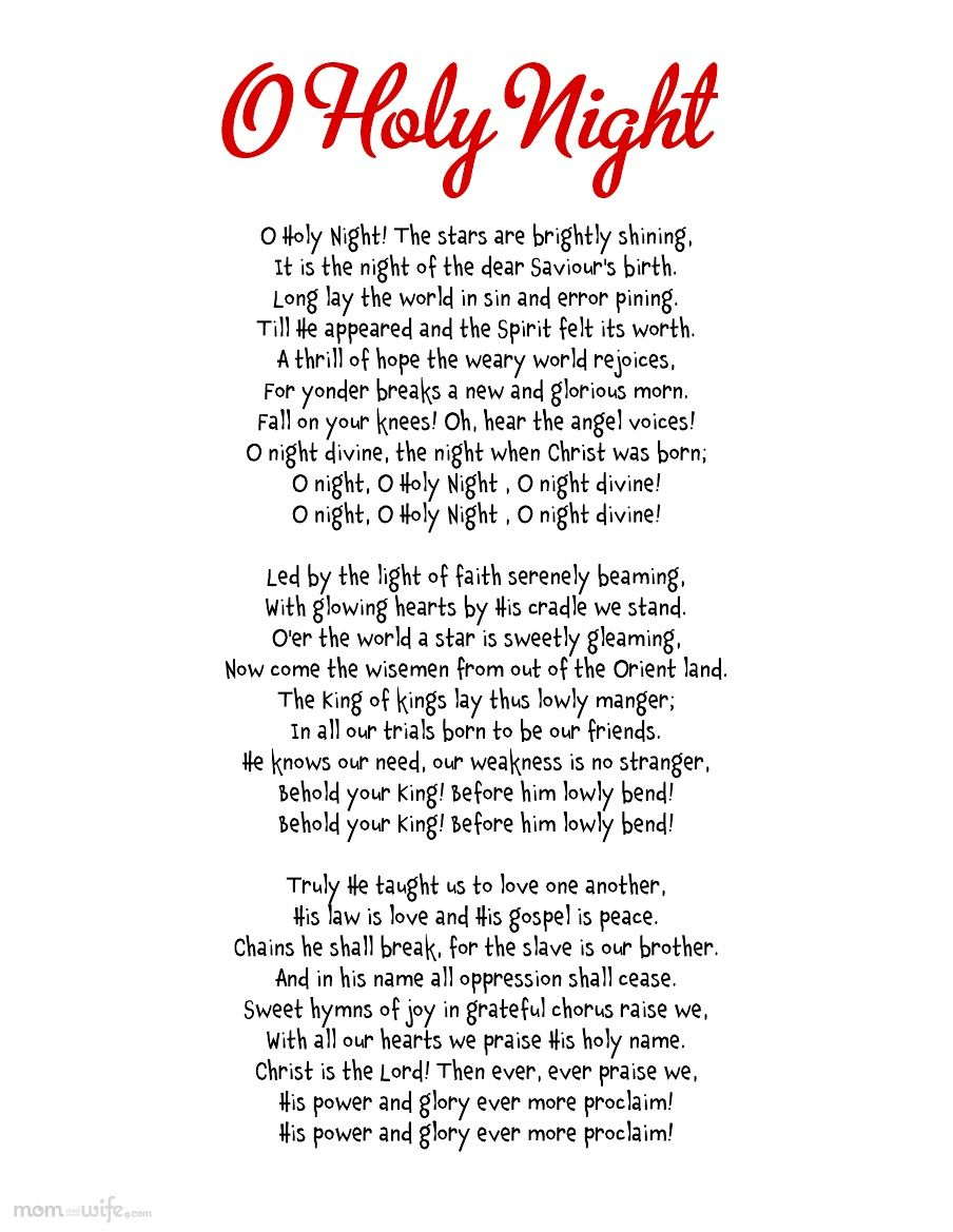 O Holy Night Lyrics | Pdf throughout O Holy Night Lyrics Printable