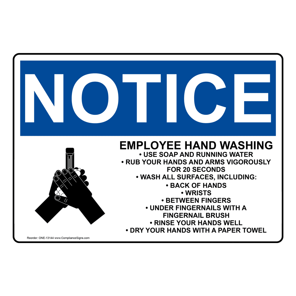 Osha Sign - Notice Employee Hand Washing Sign - Handwashing intended for Employee Hand Wash Signs Printable