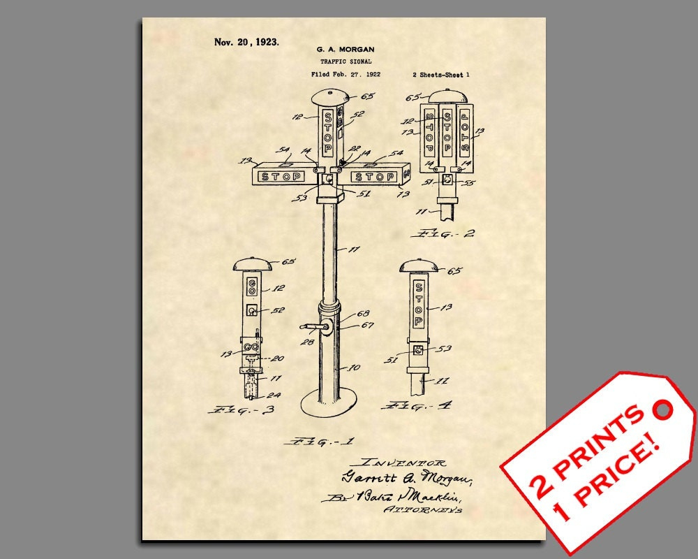 Patent Prints - First Traffic Light Patent Art - Vintage Traffic pertaining to Printable Garrett Morgan Traffic Light