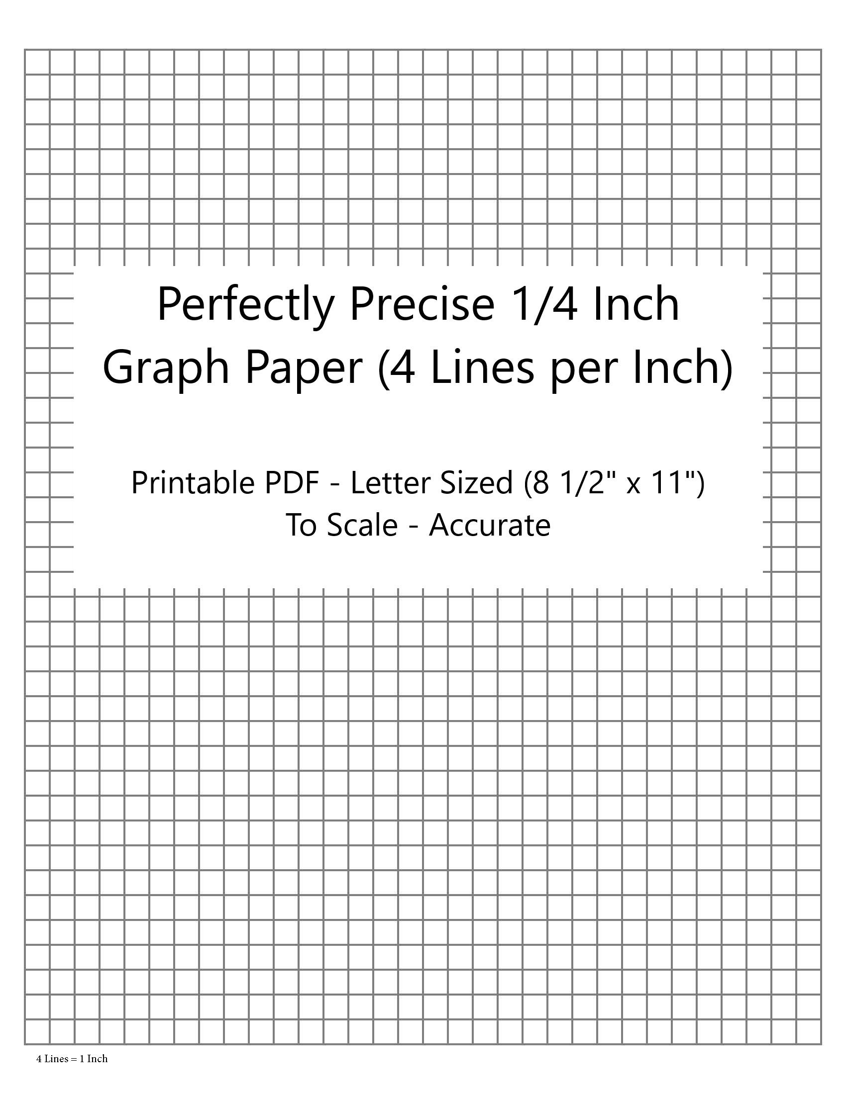 Perfectly Scaled And Precise Printable Graph Paper - 4/4 - 1/4 Inch (4 Lines Per Inch) in Printable Grid Paper 1/4 Inch