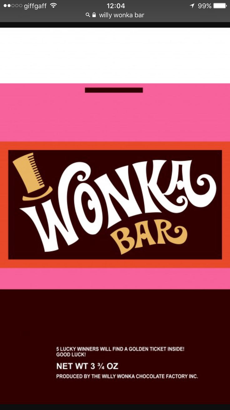 Pinpip Davies On School | Wonka Chocolate, Chocolate Bar with Wonka Chocolate Bar Wrapper Printable
