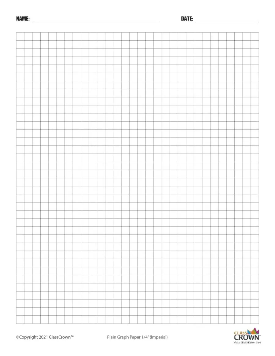 Plain Graph Paper With Name Block | Classcrown regarding Printable Grid Paper 1/4 Inch