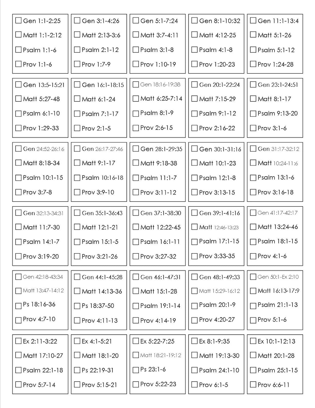 Printable Bible Reading Plan | Read The Bible In One Year - Etsy regarding Read Bible in a Year Plan Printable