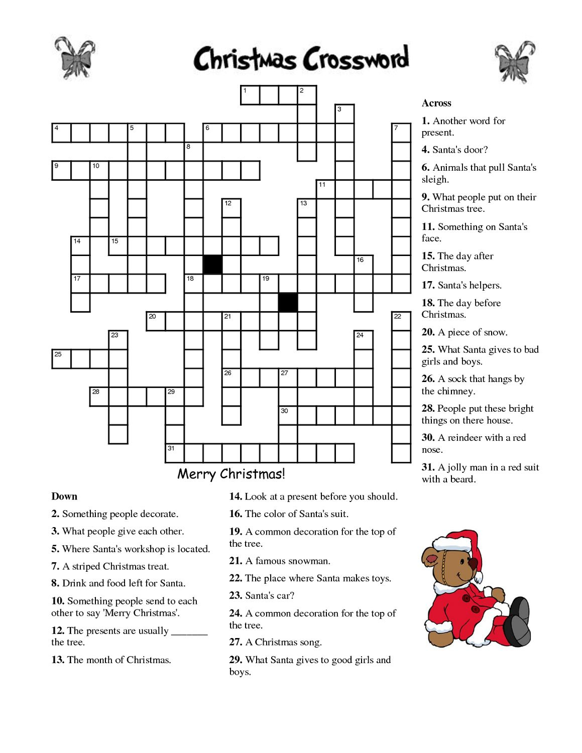 Printable Christmas Crossword Puzzle For Adults - Worksheets Library intended for Free Printable Christmas Crossword Puzzles For Adults