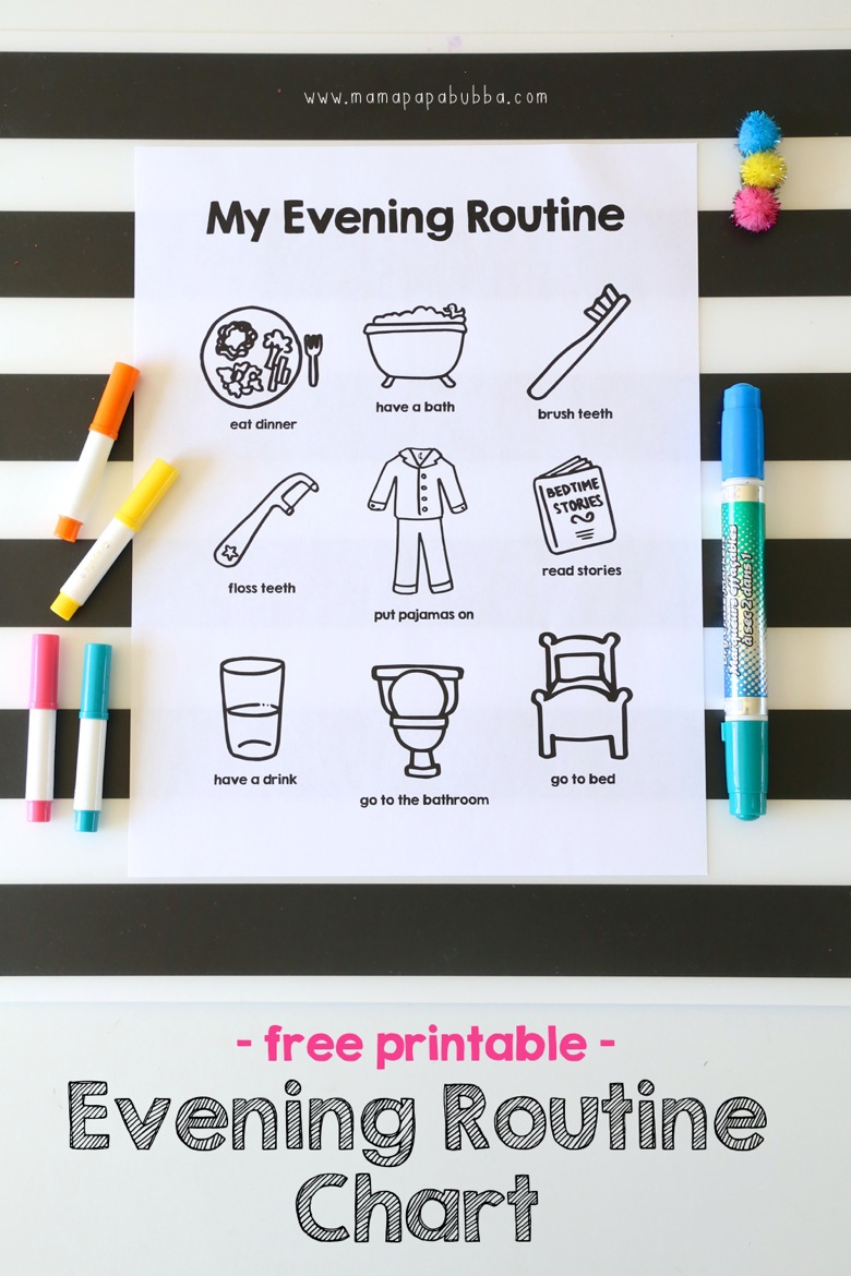Printable Evening Routine Chart - Mama.papa.bubba. within Bedtime Routine Chart Free Printable