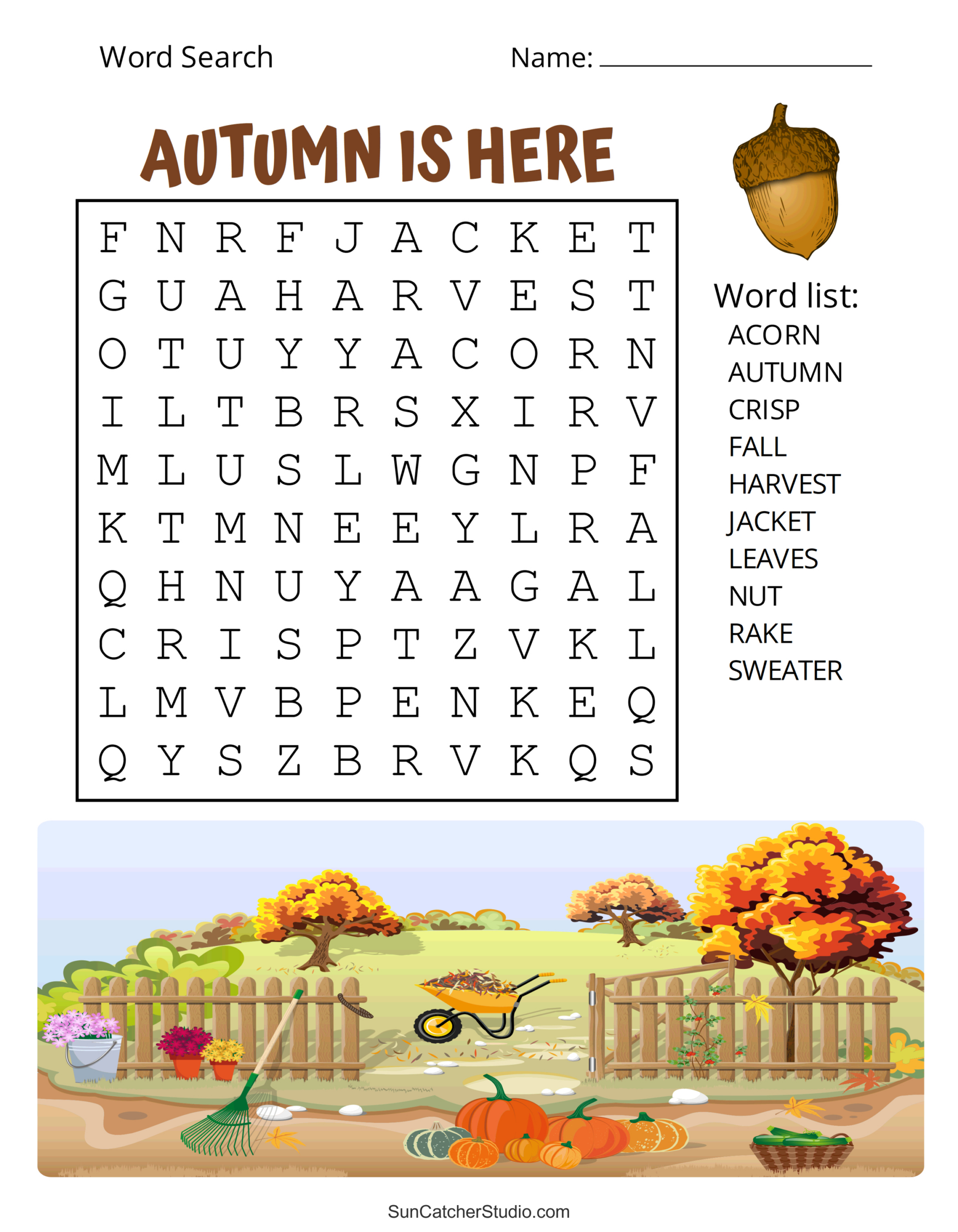 Printable Fall Word Search Puzzles (Autumn Word Search) – Free inside Free Printable Fall Word Search