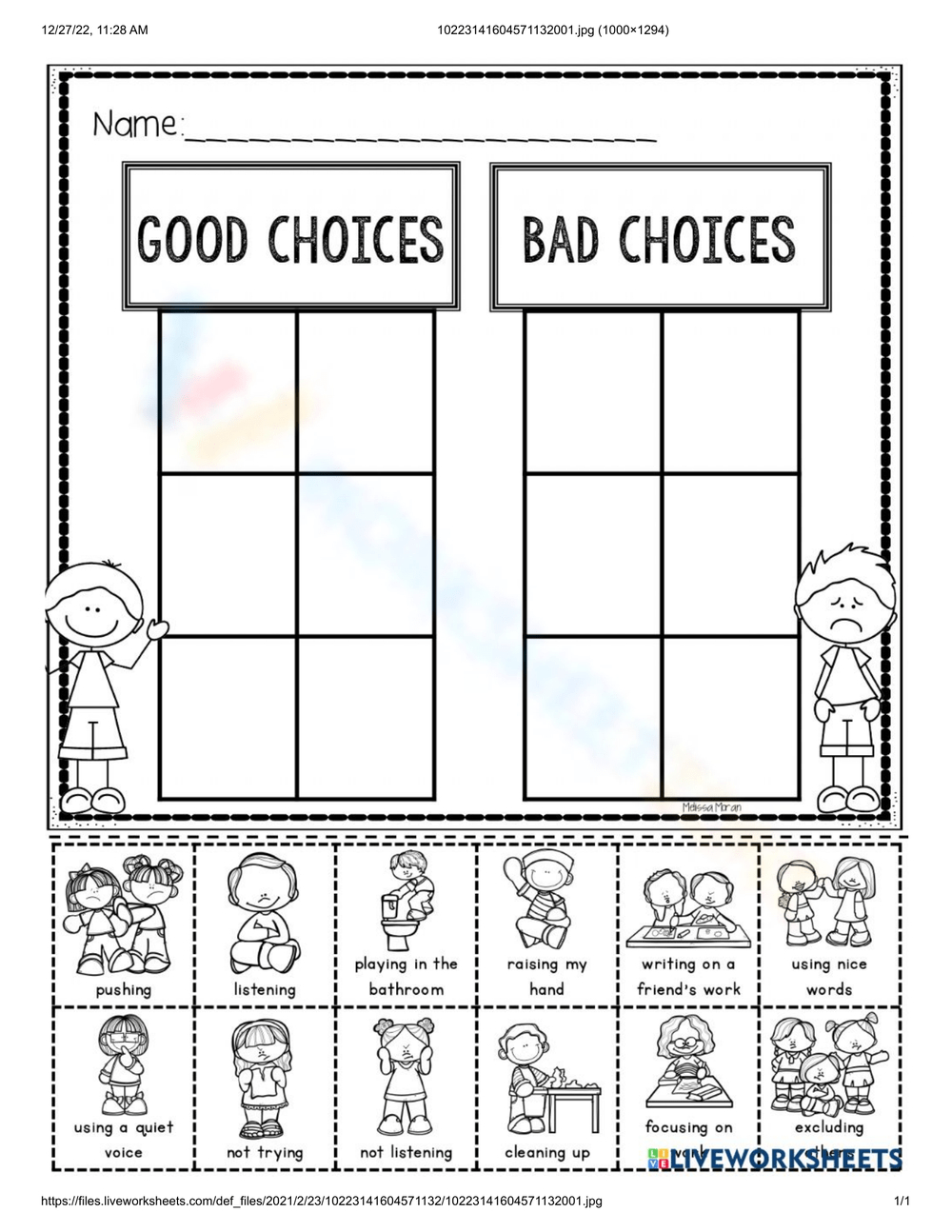 Printable Good Choices Bad Choices Worksheets Download with Good Choices Bad Choices Free Printables