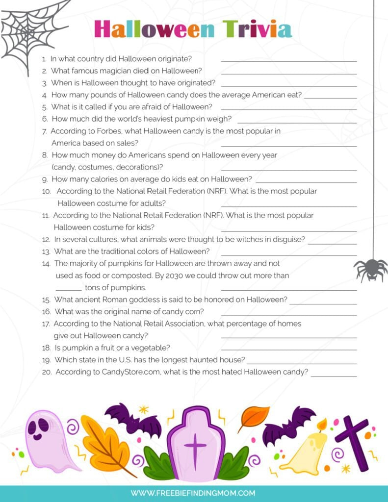 Printable Halloween Trivia Questions And Answers within Halloween Quiz Questions and Answers Printable