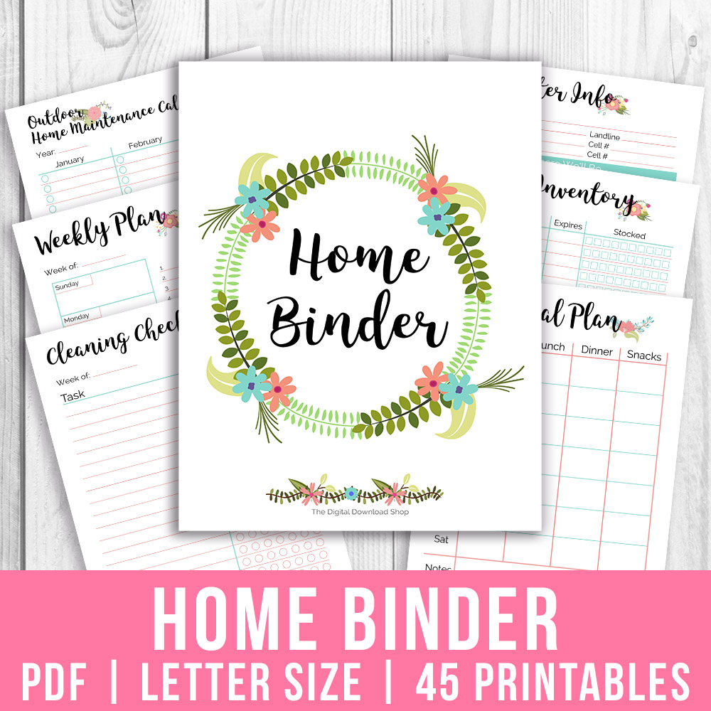 Printable Home Management Binder- Floral regarding Home Management Binder Free Printables