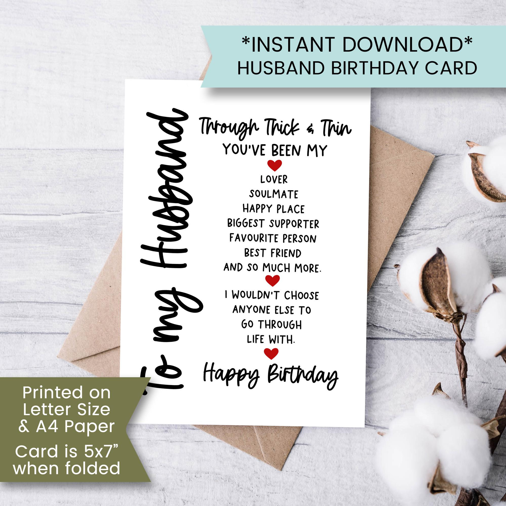 Printable Husband Birthday Card, Birthday Card For Husband with Birthday Card For Husband Printable