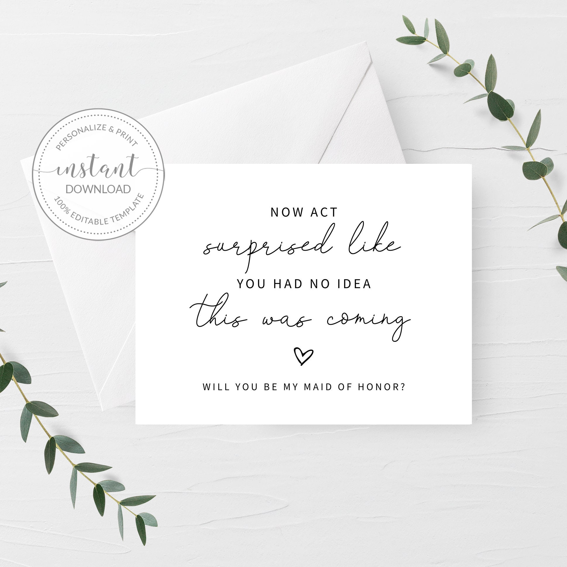 Printable Maid Of Honor Proposal Card Funny, Will You Be My Maid in Will You Be My Maid Of Honor Printable