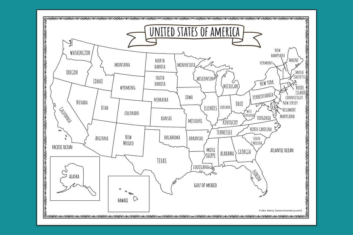 Printable Map Of The United States | Mrs. Merry for Printable Maps of United States