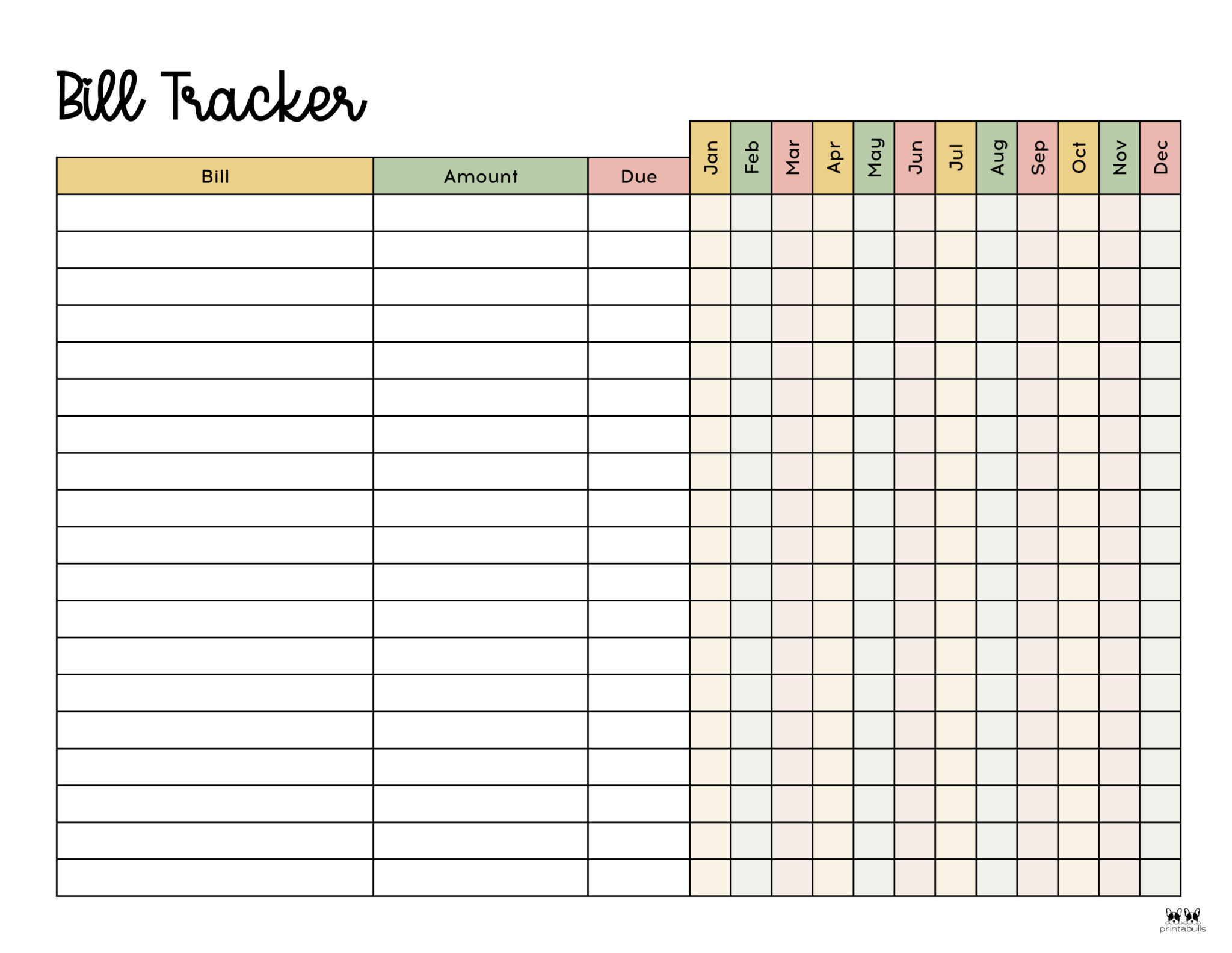 Printable Monthly Bill Organizer - Printable Party Favors pertaining to Monthly Bill Organizer Printable Free