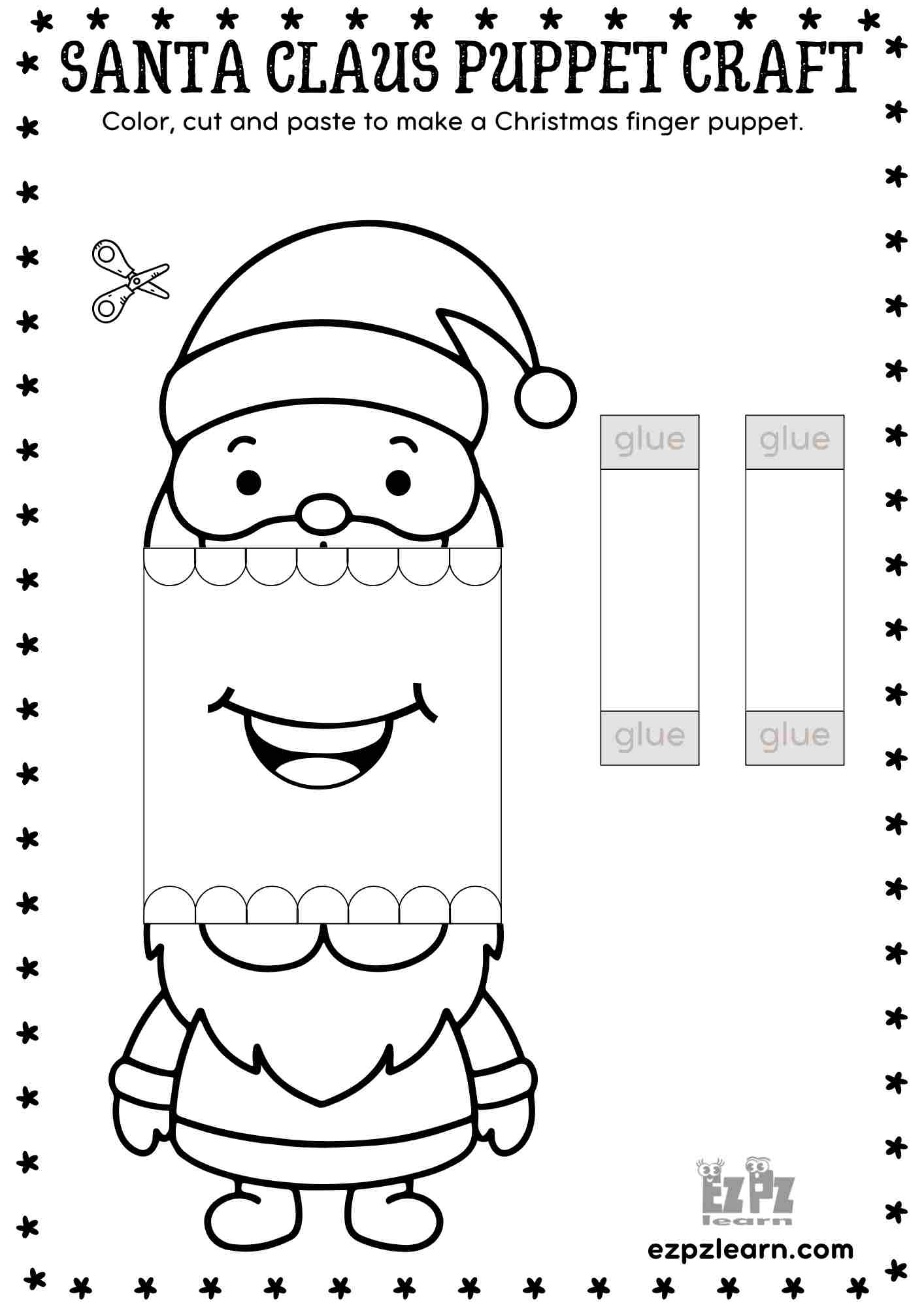 Printable Paper Santa Claus Christmas Puppet - Festive Diy Craft throughout Cut Out Foldable Printable Christmas Crafts