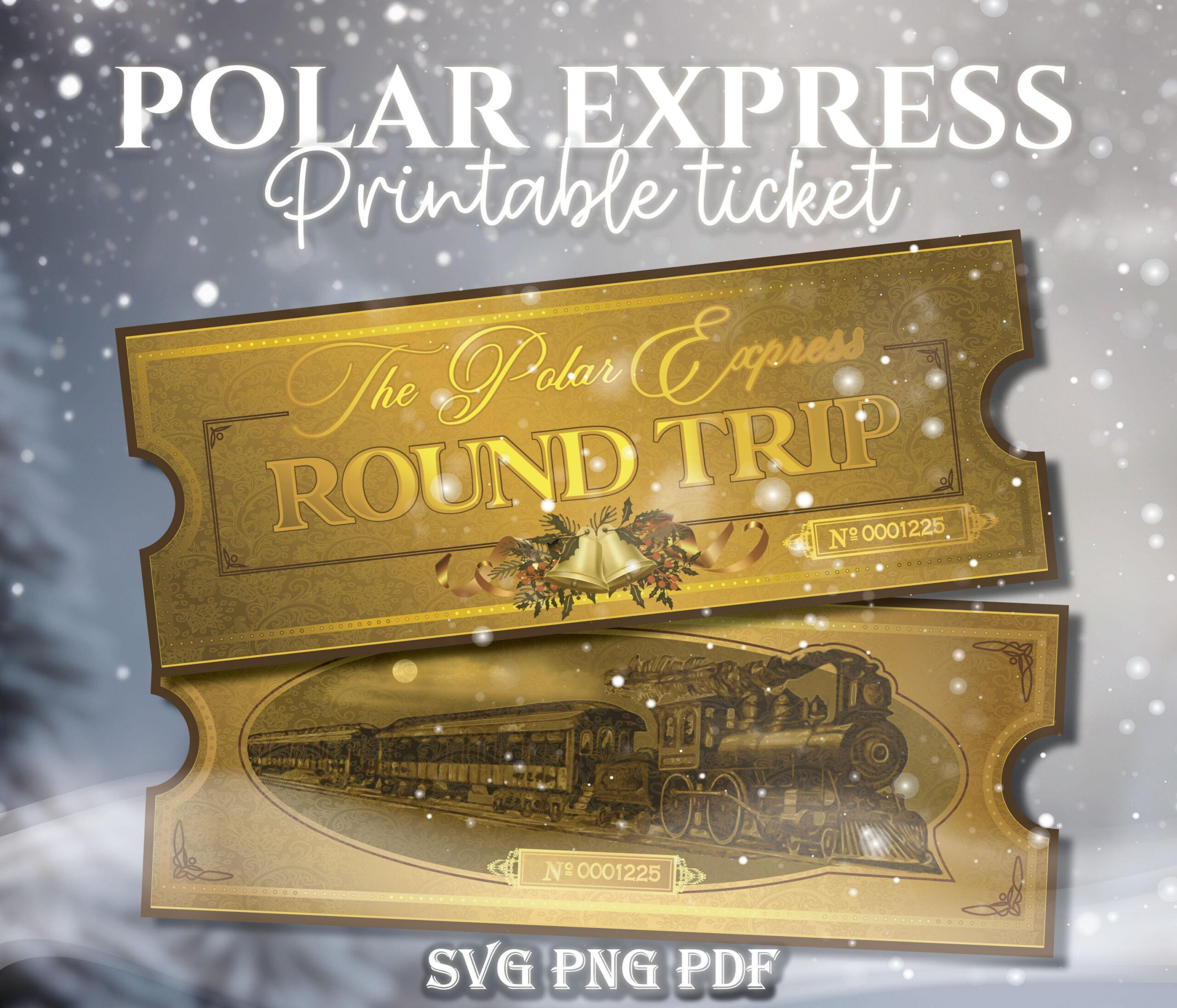 Printable Polar Express Ticket 8" X 3" Pdf, Christmas Train inside Polar Express Golden Ticket Printable