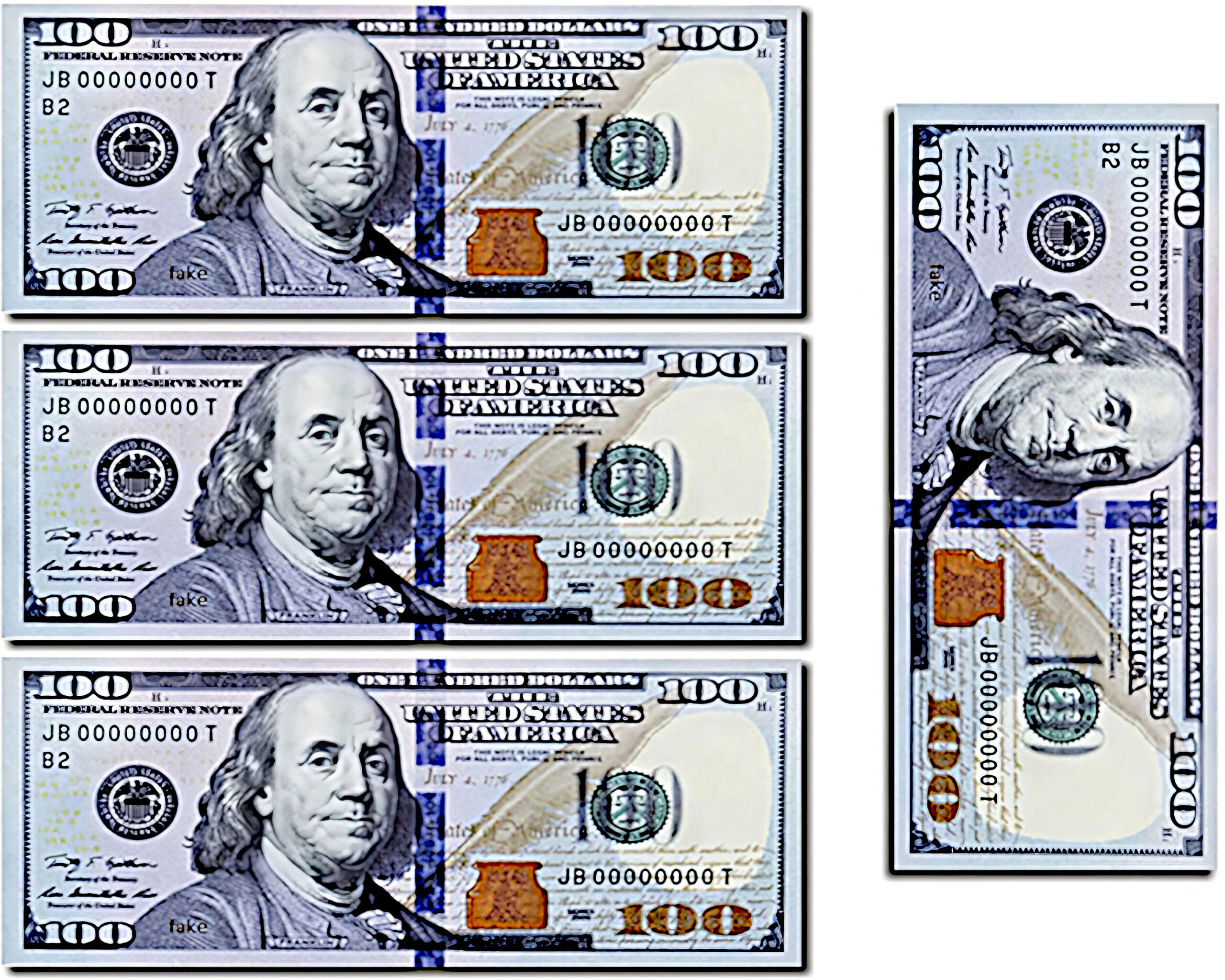 Printable Realistic $100 Bills - Etsy pertaining to Printable 100 Dollar Bill Front and Back