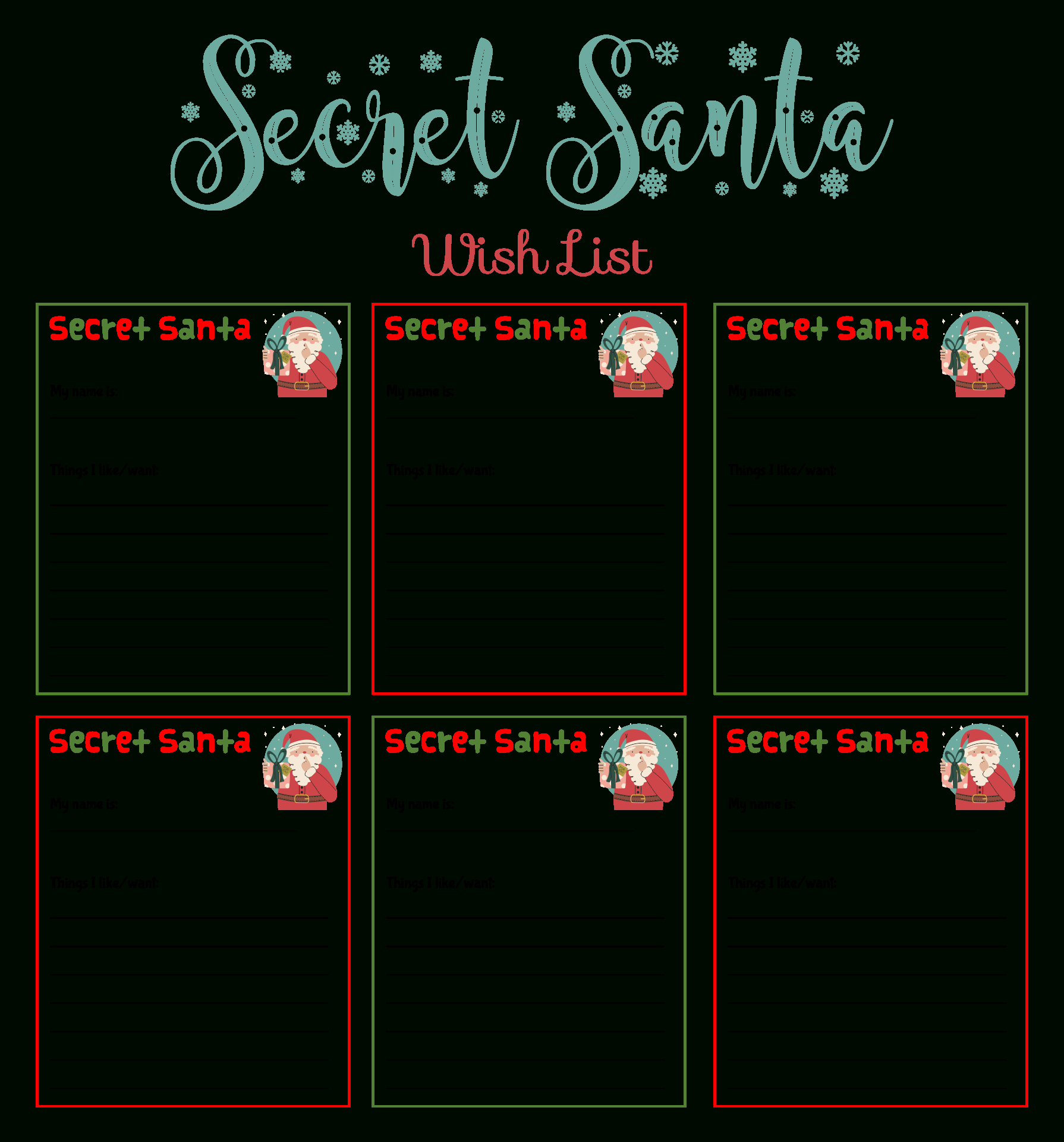 Printable Santa List - Printable Party Favors pertaining to Free Printable Secret Santa Wish List