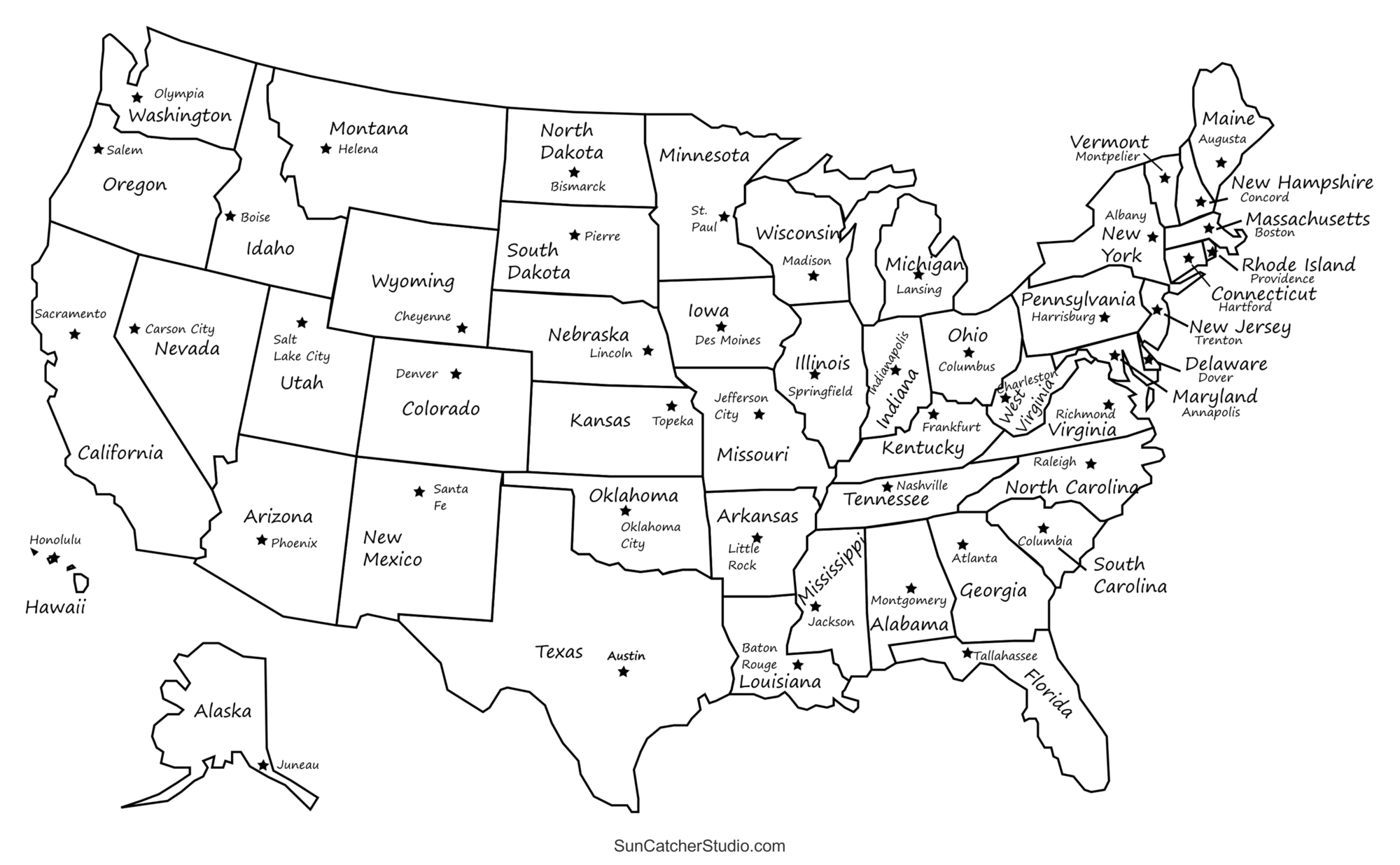Printable Us Maps With States (Usa, United States, America) – Diy with Map of United States with Capitals Printable