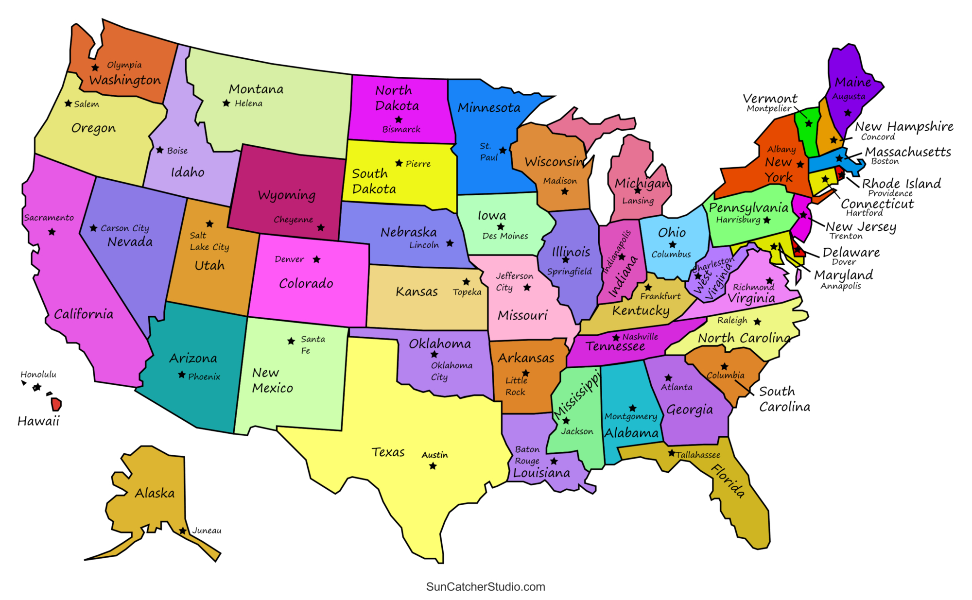 Printable Us Maps With States (Usa, United States, America) – Diy within Map of United States with Capitals Printable