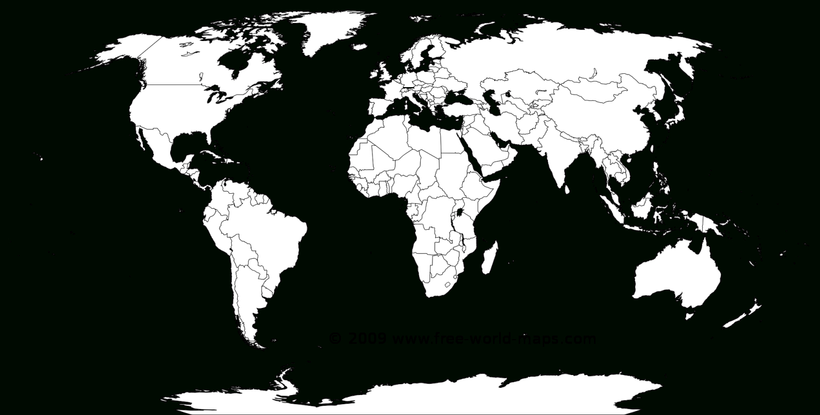 Printable White-Transparent Political Blank World Map C3 | Free throughout World Map Black White Printable