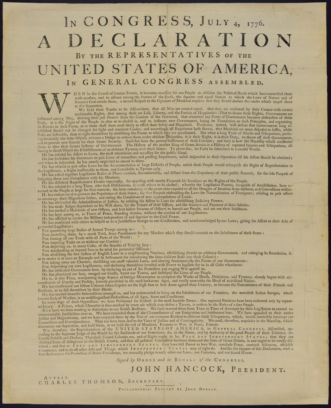 Printing The Declaration Of Independence | Bibliomania throughout Printable Readable Declaration of Independence