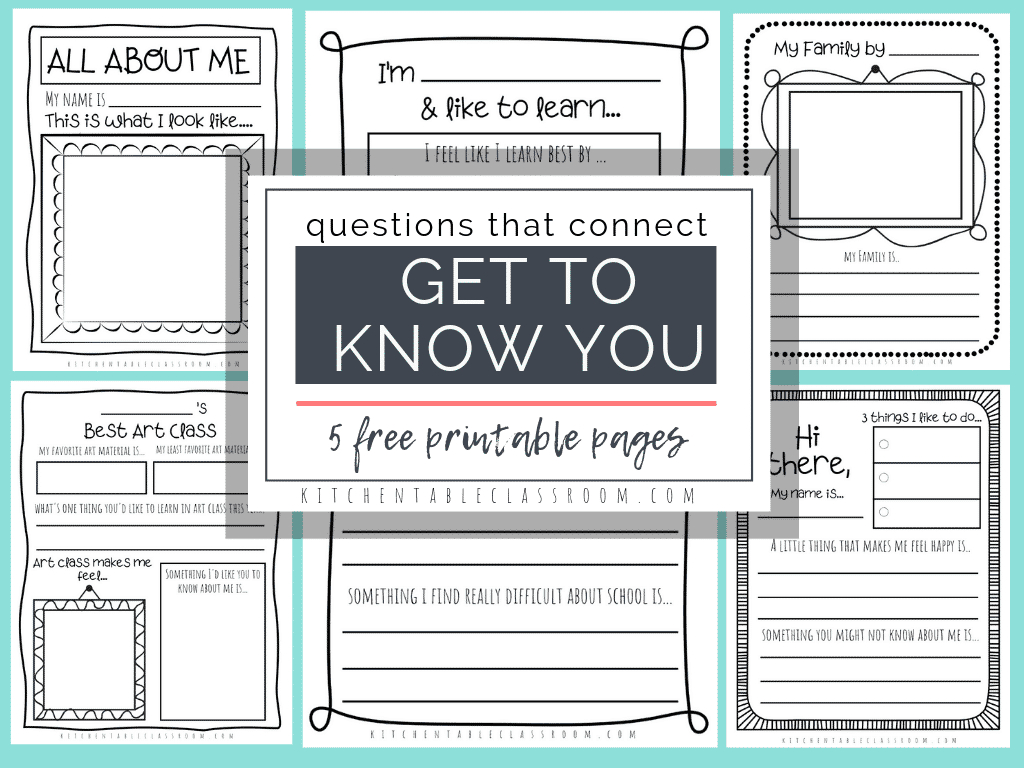 Questions That Connect- 5 Free Printable Get To Know You Pages pertaining to Free Printable Get to Know You Worksheets
