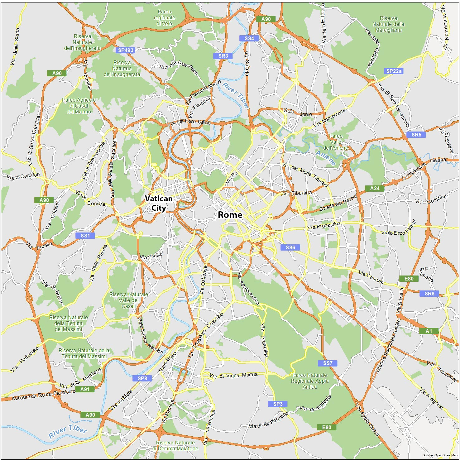 Rome Map, Italy - Gis Geography with Printable City Map Of Rome Italy