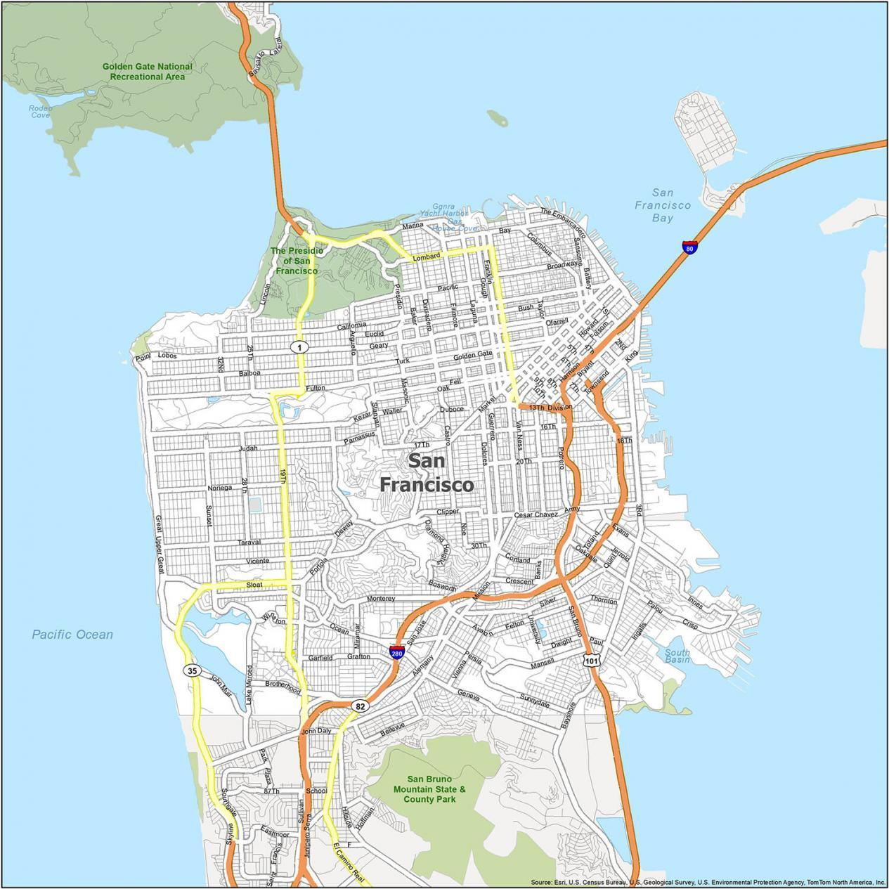 San Francisco Map, California - Gis Geography pertaining to Printable Map of San Francisco